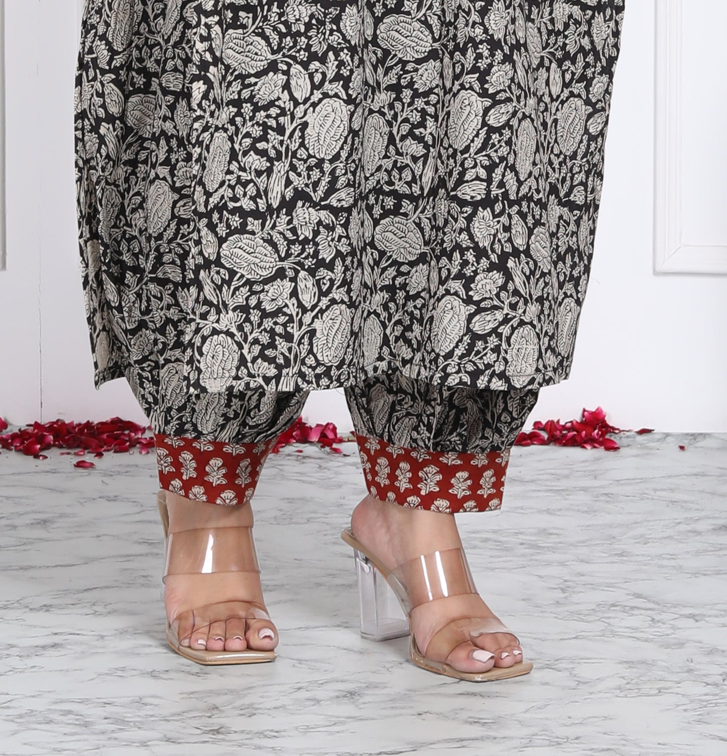 Black Bagru Print Handblock Suit Set