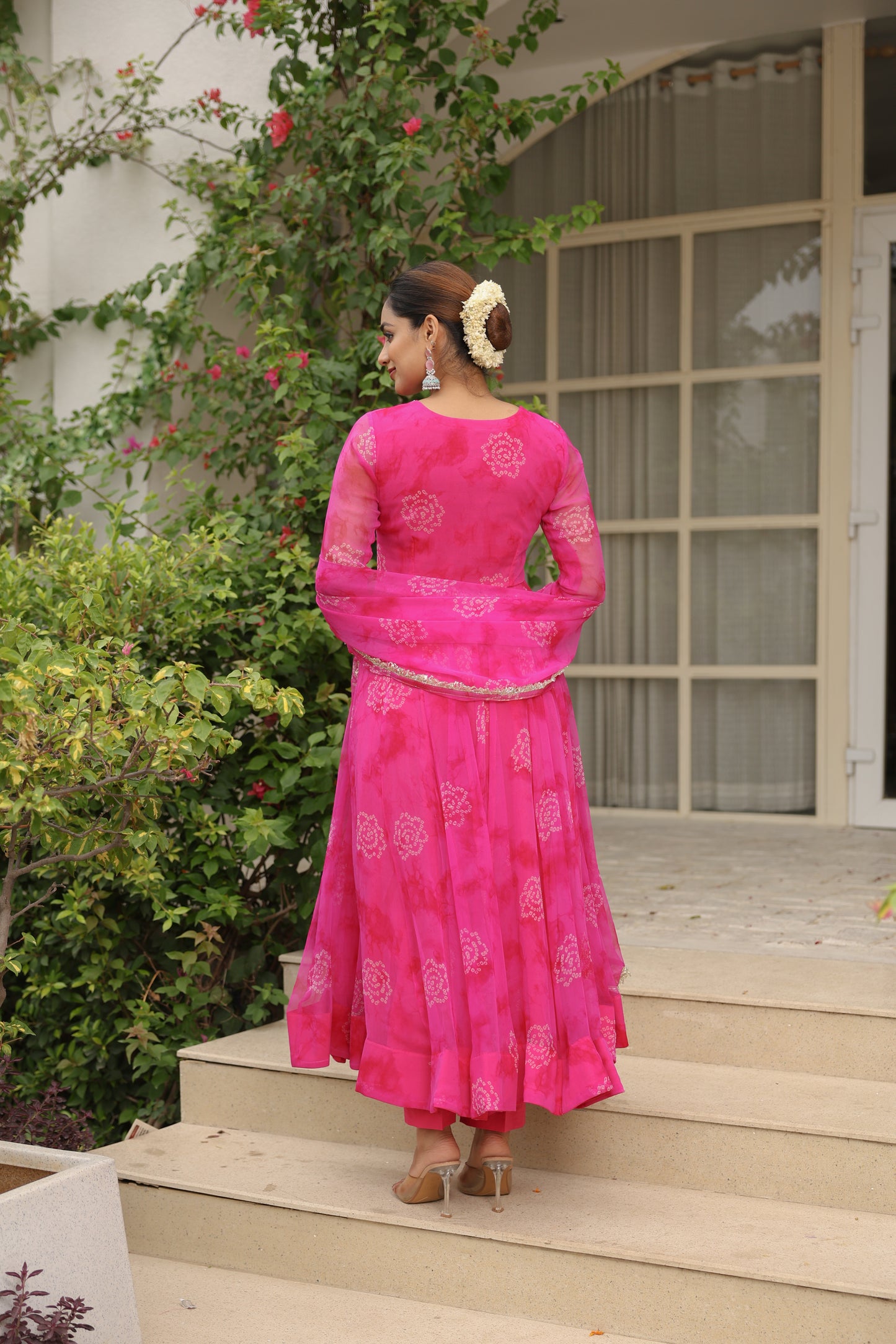 Hot Pink Bandhani Anarkali