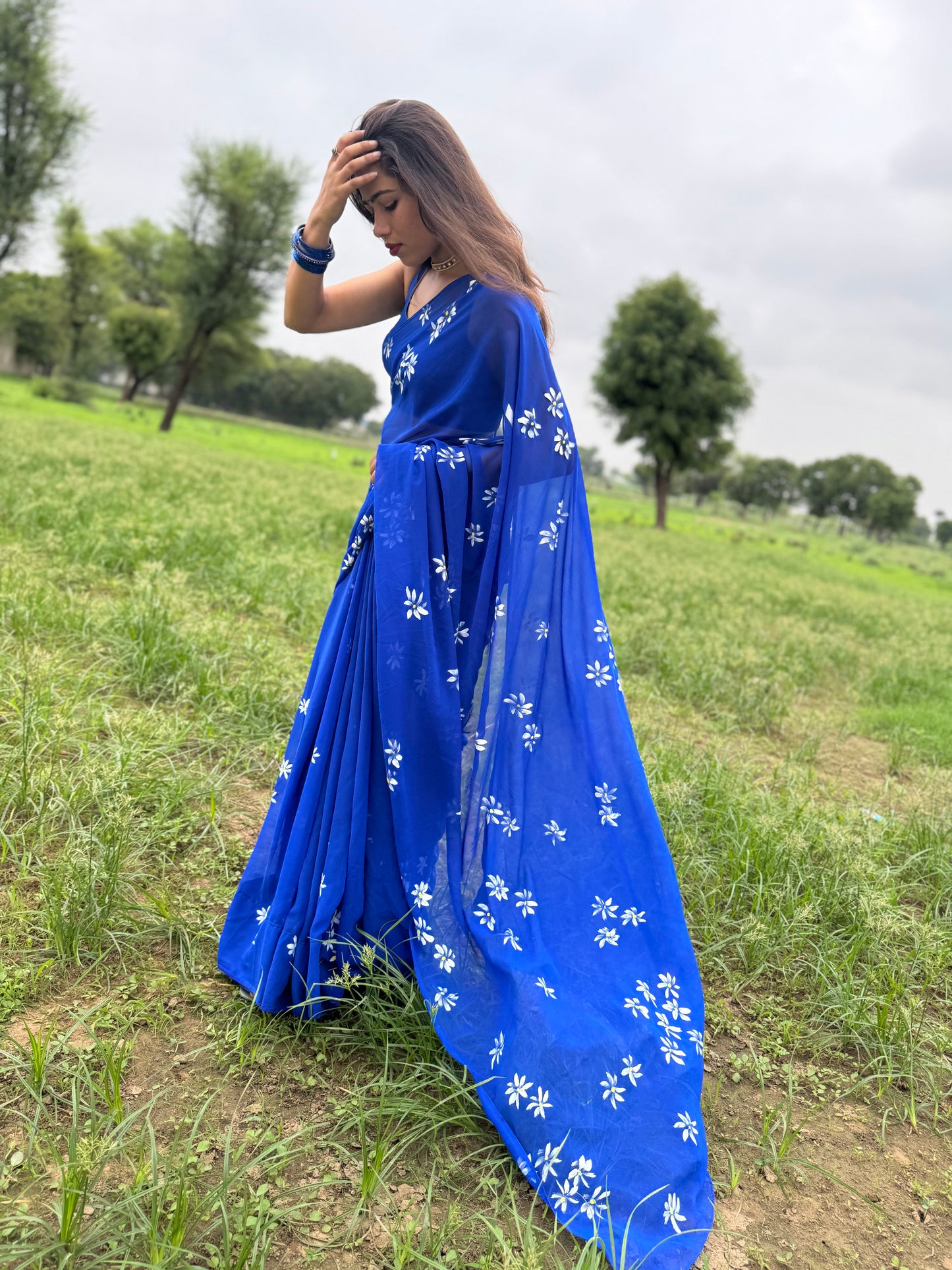 Jasmine Hand painted Saree
