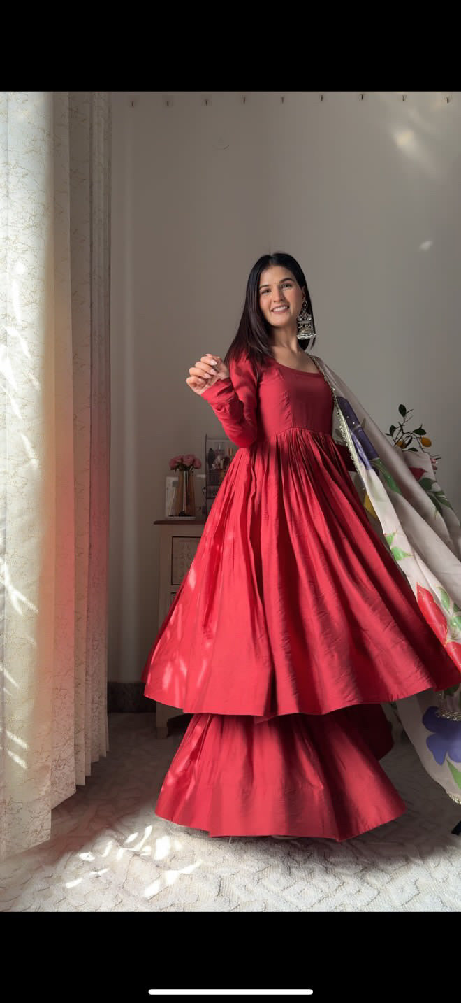 Cherry Red Anarkali set
