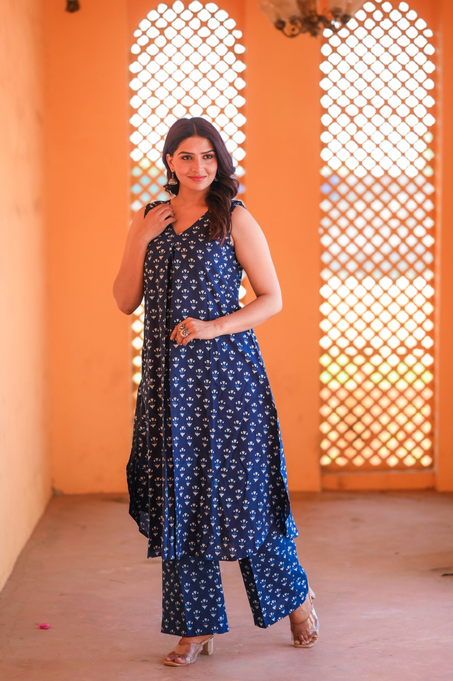 Indigo Hand Block Buti Printed Co-Ord Set