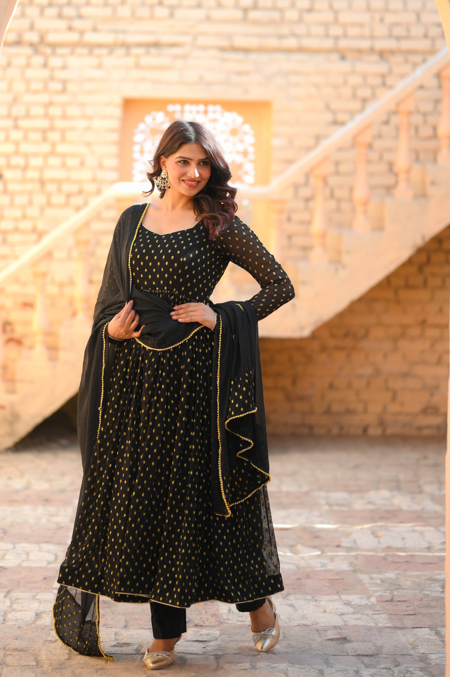 Black Butti Anarkali
