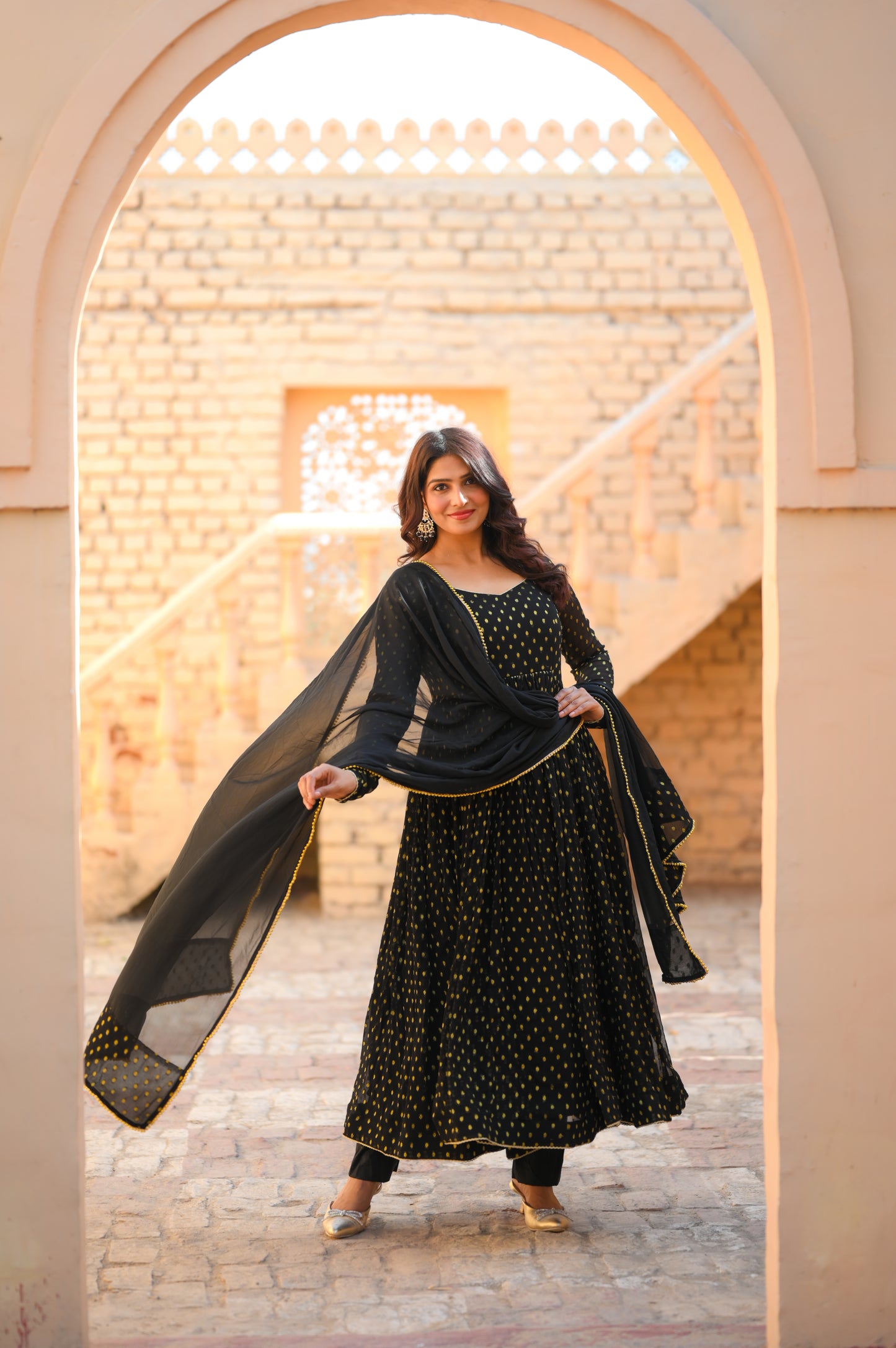 Black Butti Anarkali