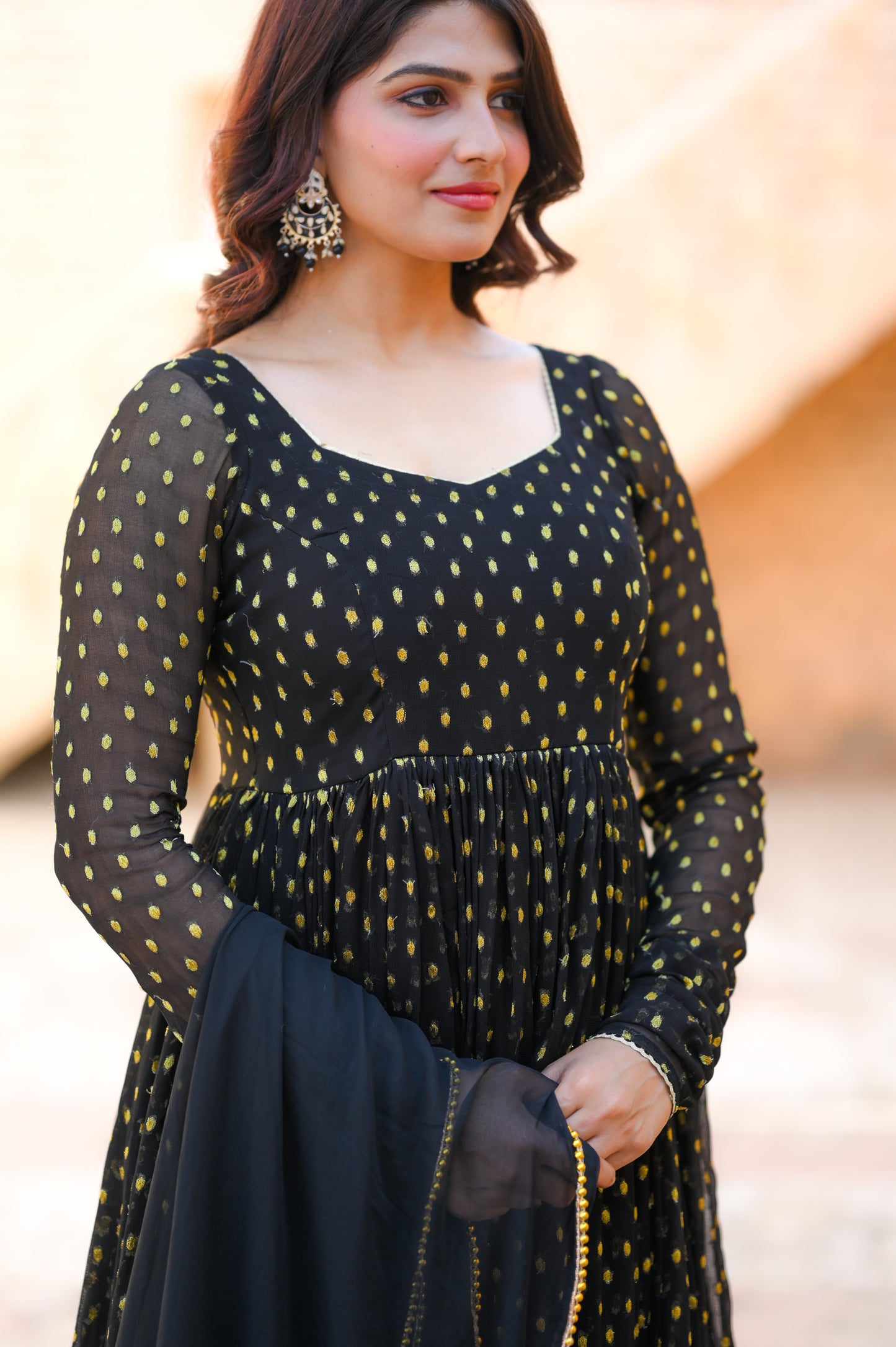 Black Butti Anarkali
