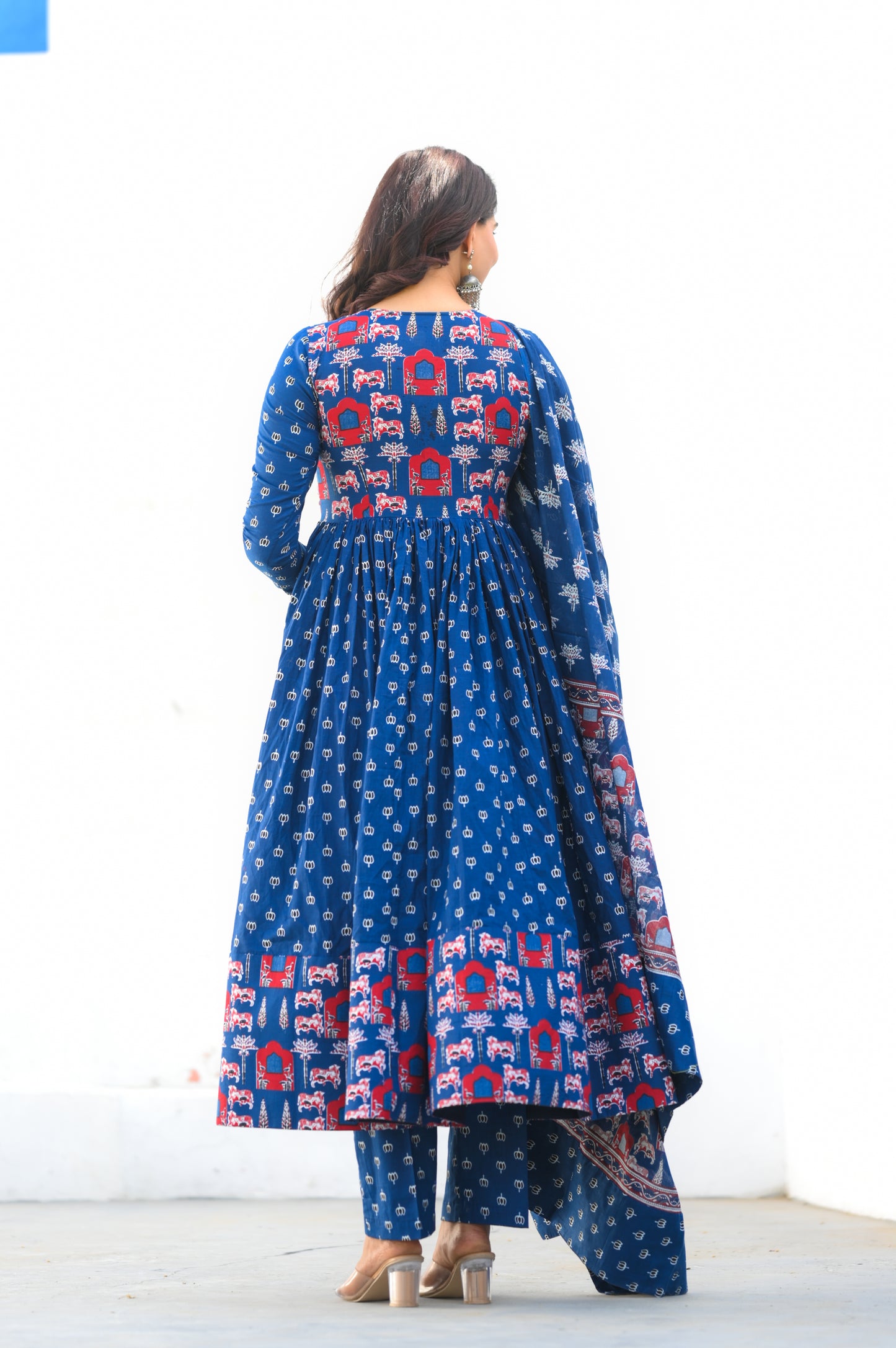 Midnight Blue Cotton Anarkali
