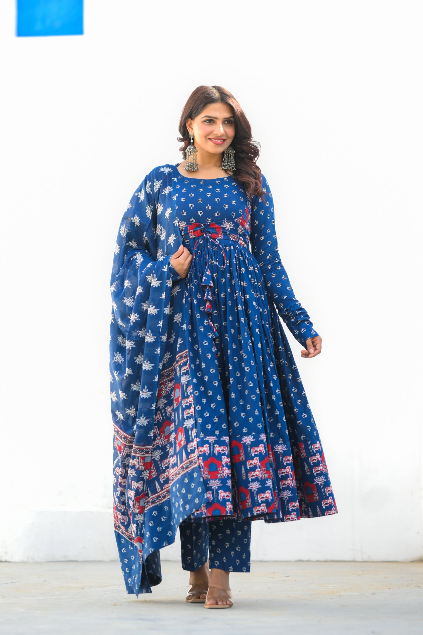 Midnight Blue Cotton Anarkali