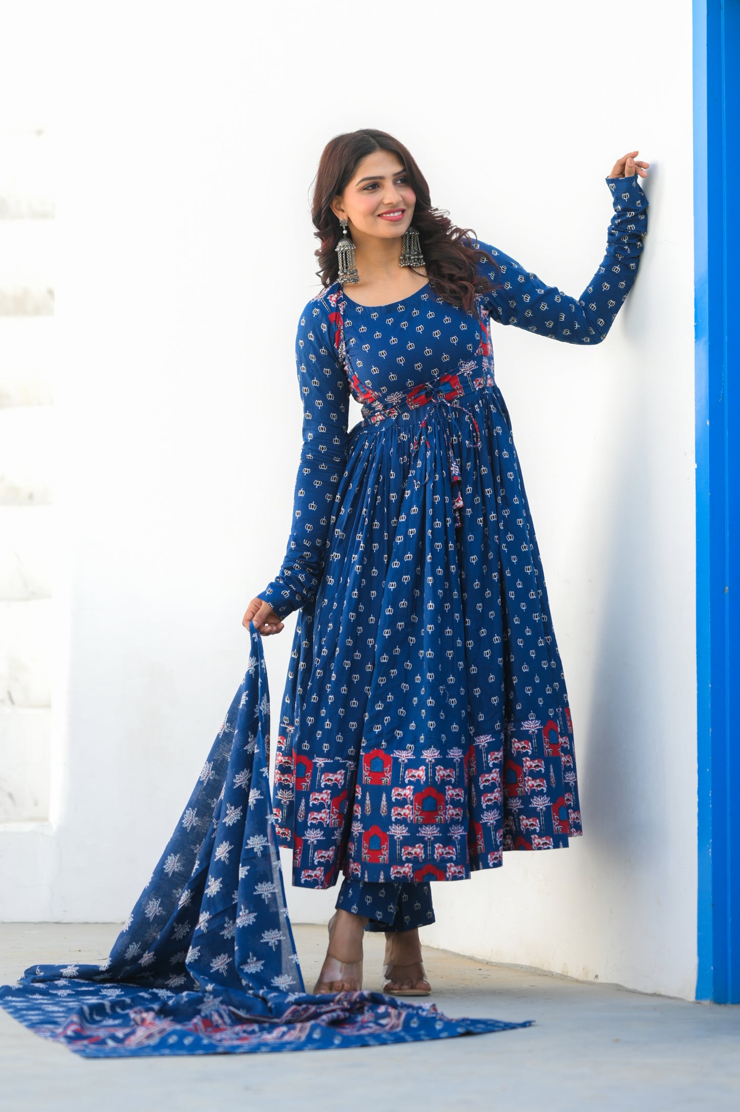 Midnight Blue Cotton Anarkali
