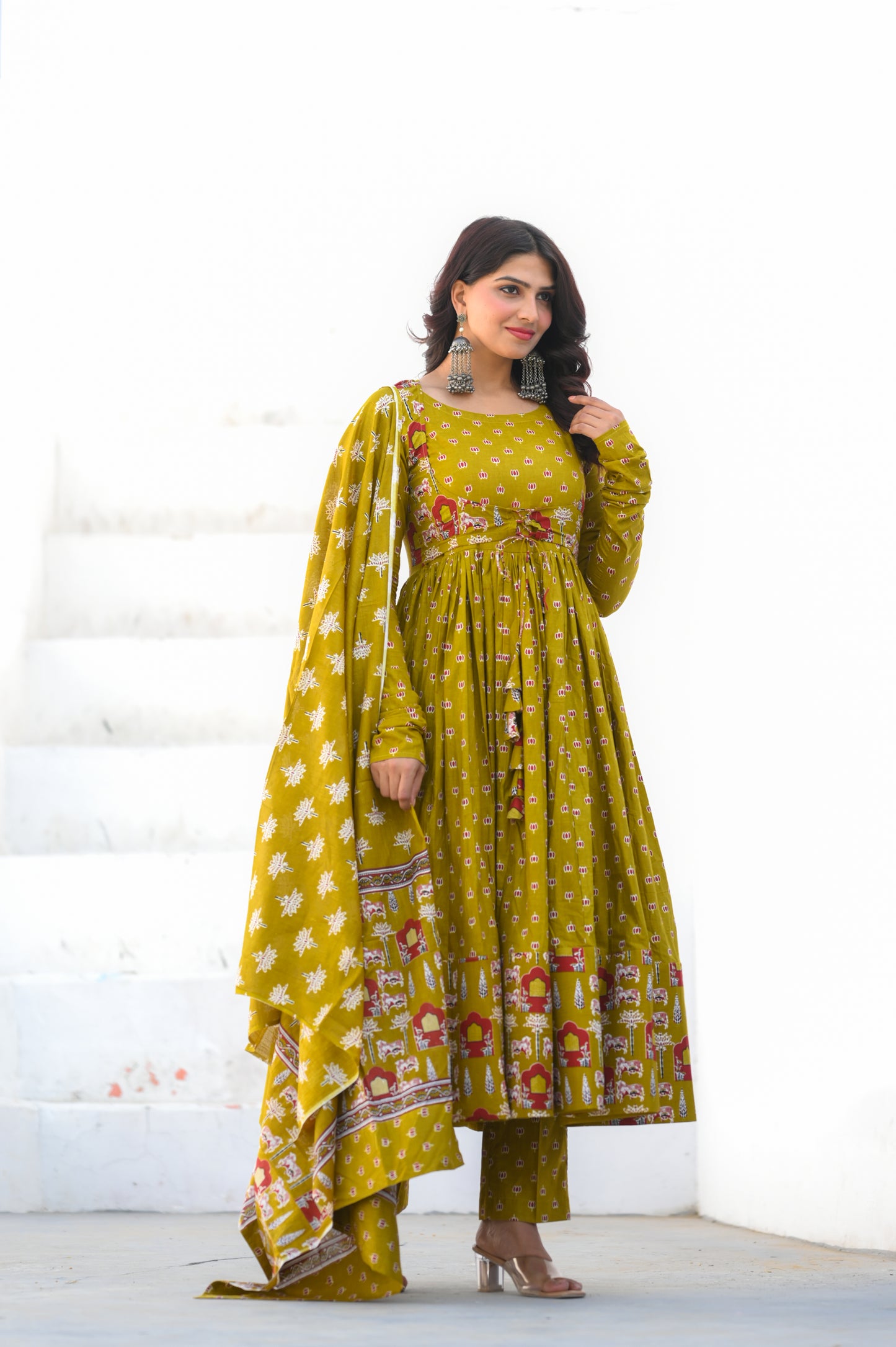 Amber Yellow Cotton Anarkali