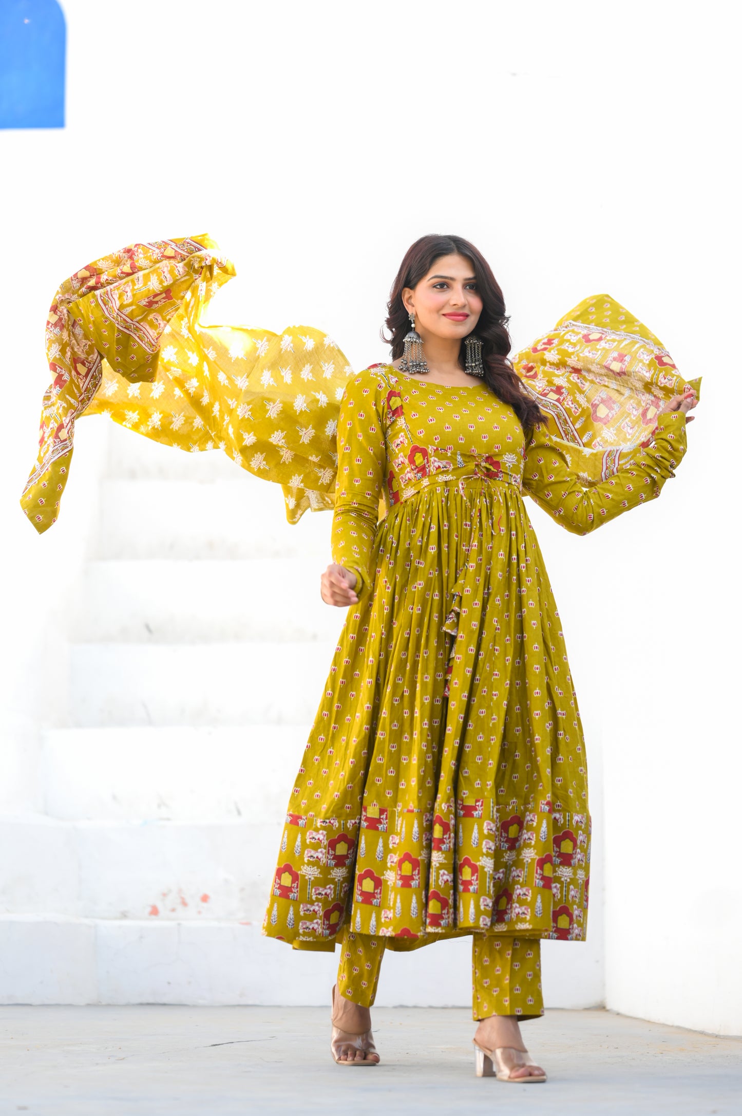 Amber Yellow Cotton Anarkali