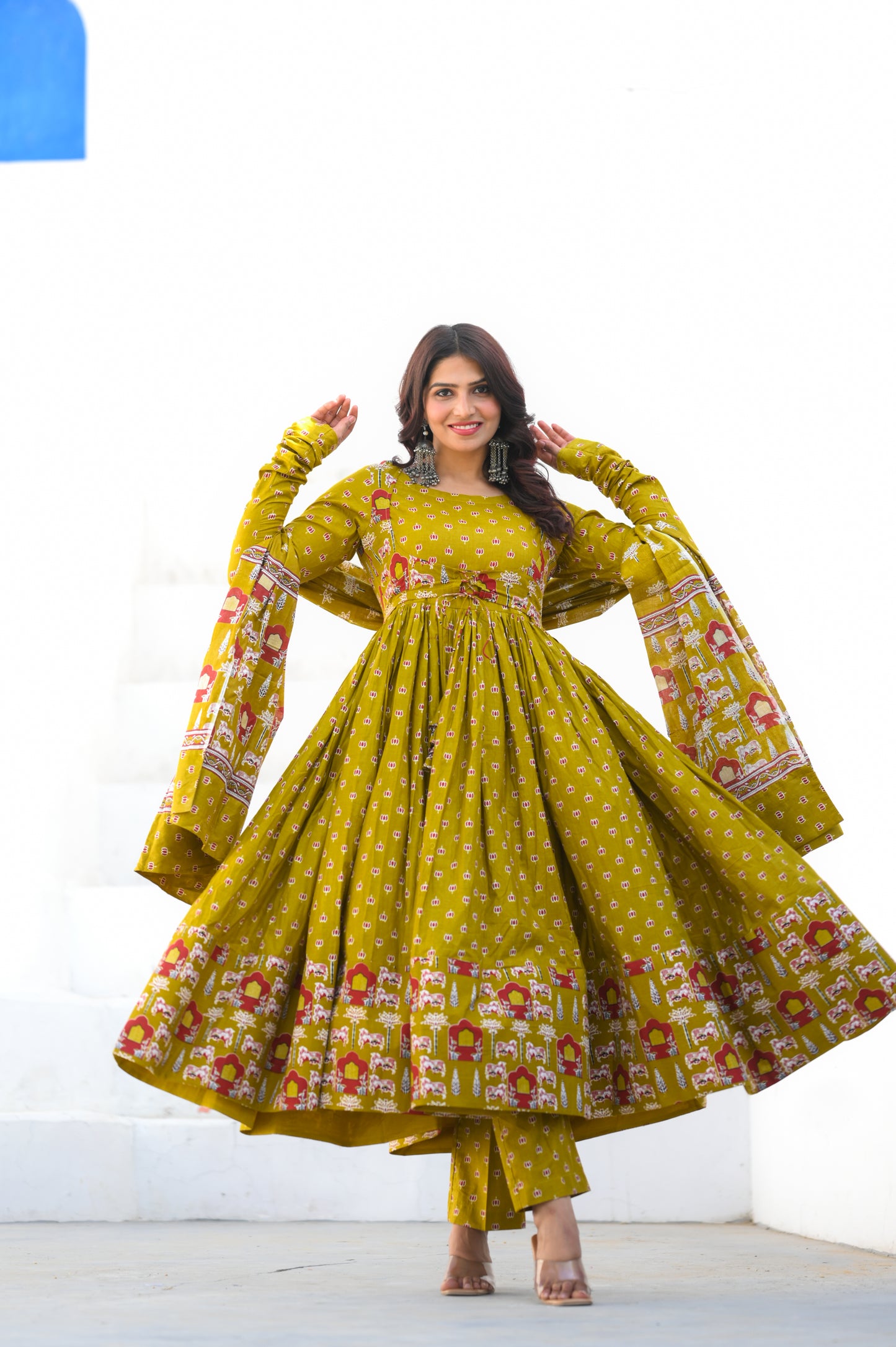 Amber Yellow Cotton Anarkali