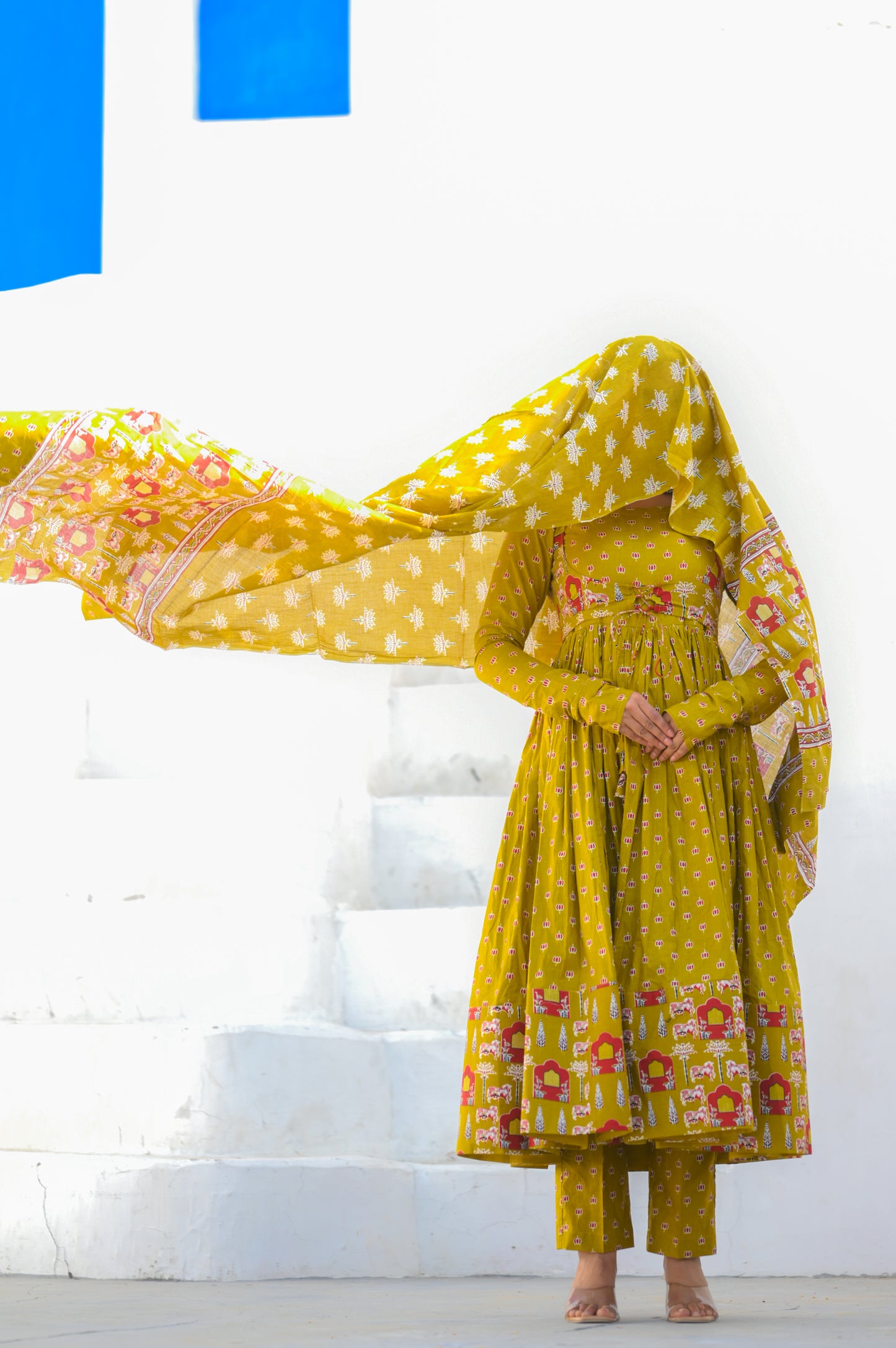 Amber Yellow Cotton Anarkali