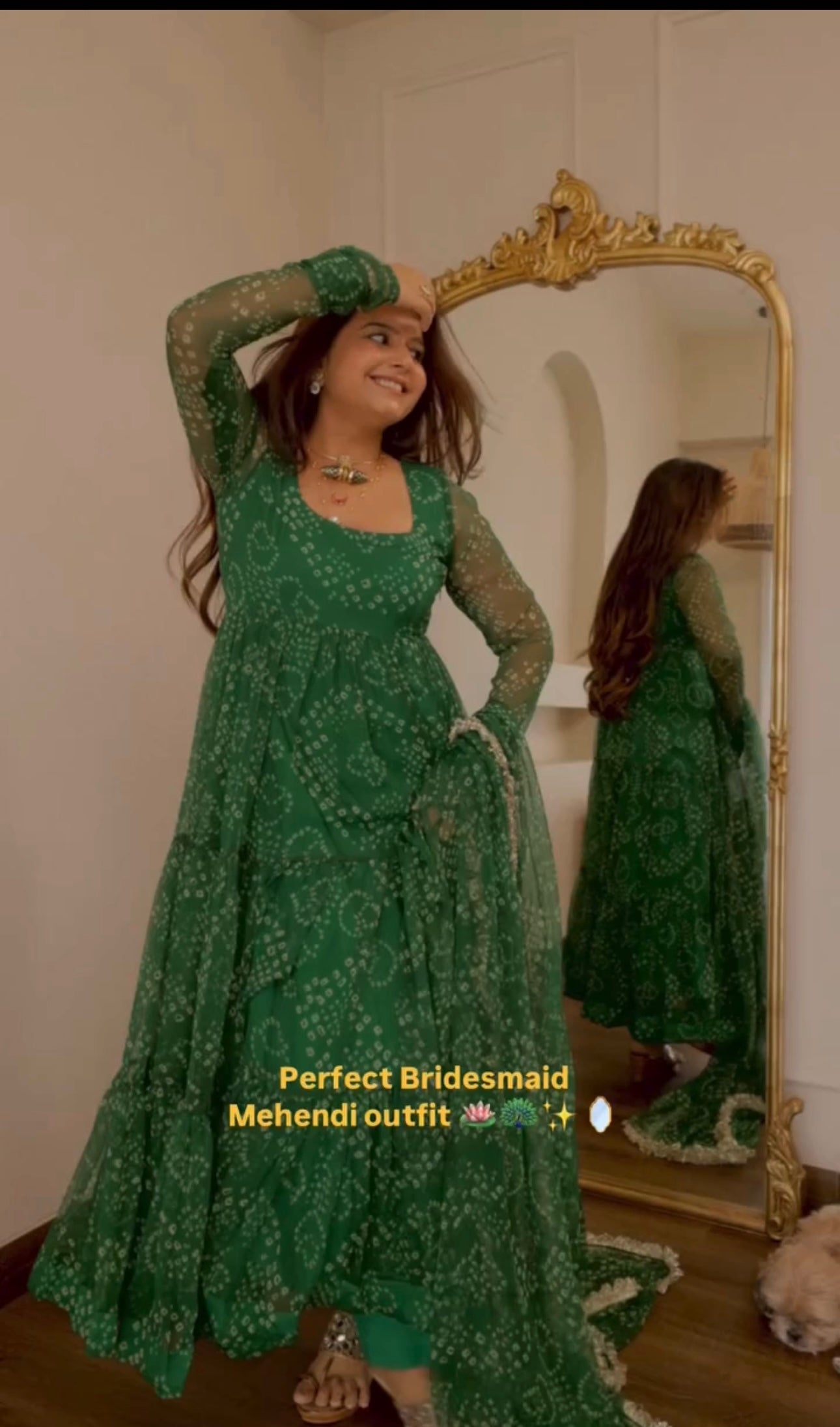 Green Bandhani Anarkali