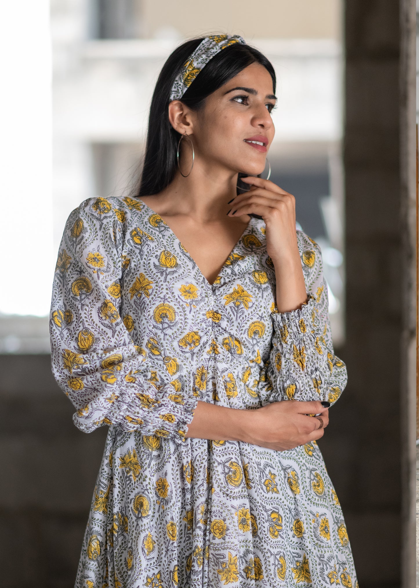Off White Vintage Handblock Dress