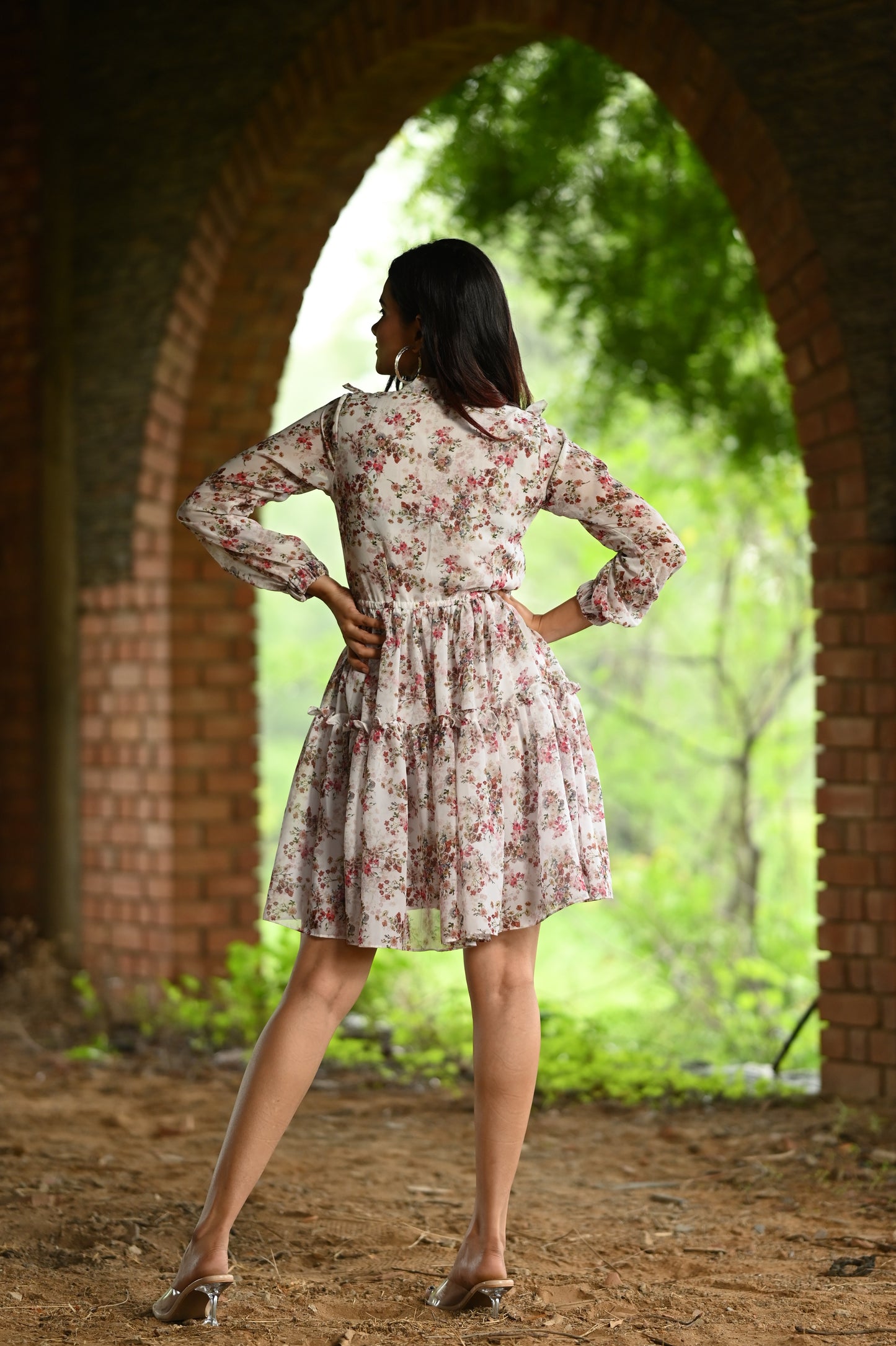 white Floral Mini Dress
