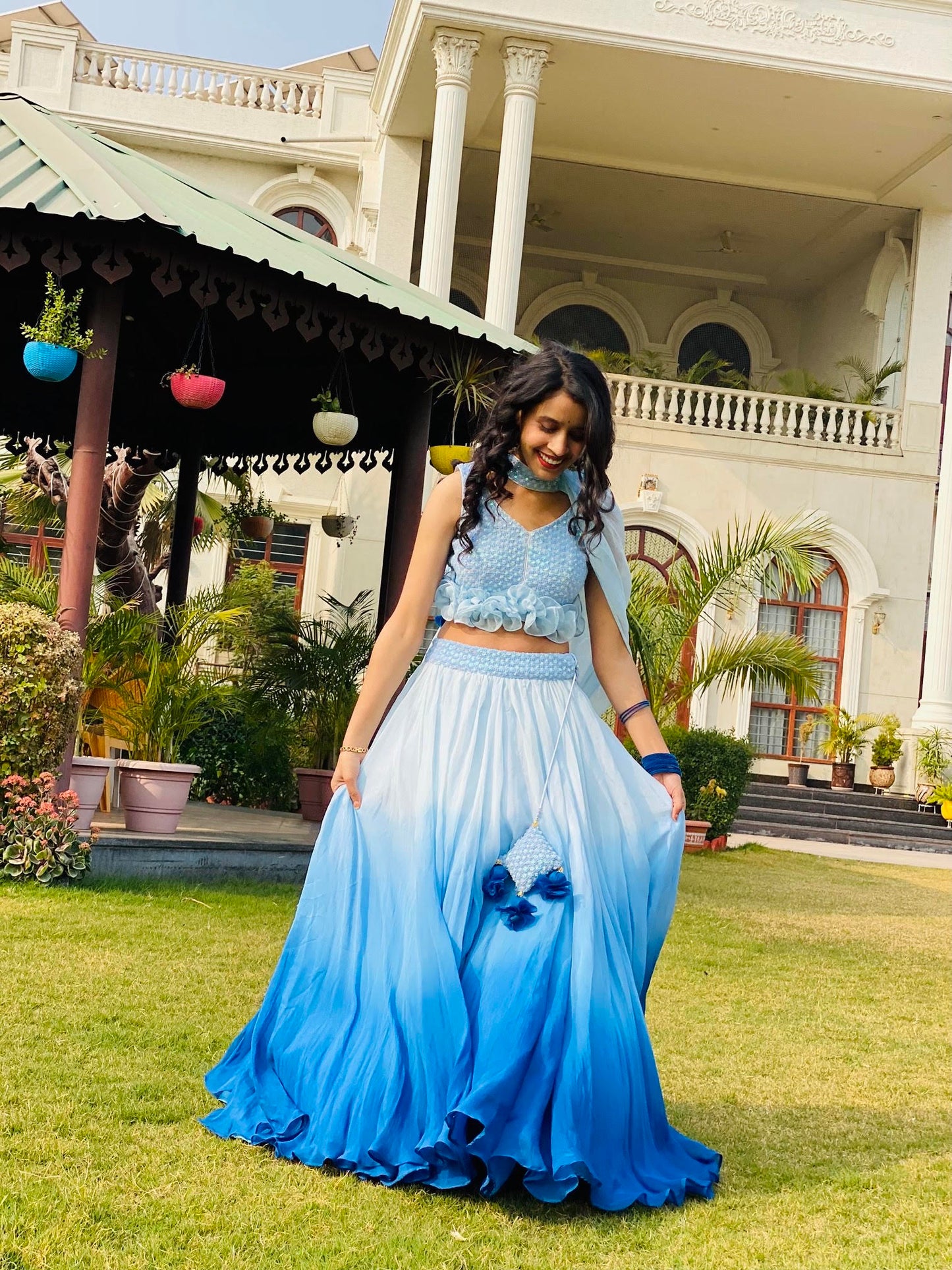 Blue Ombre Lehanga Set