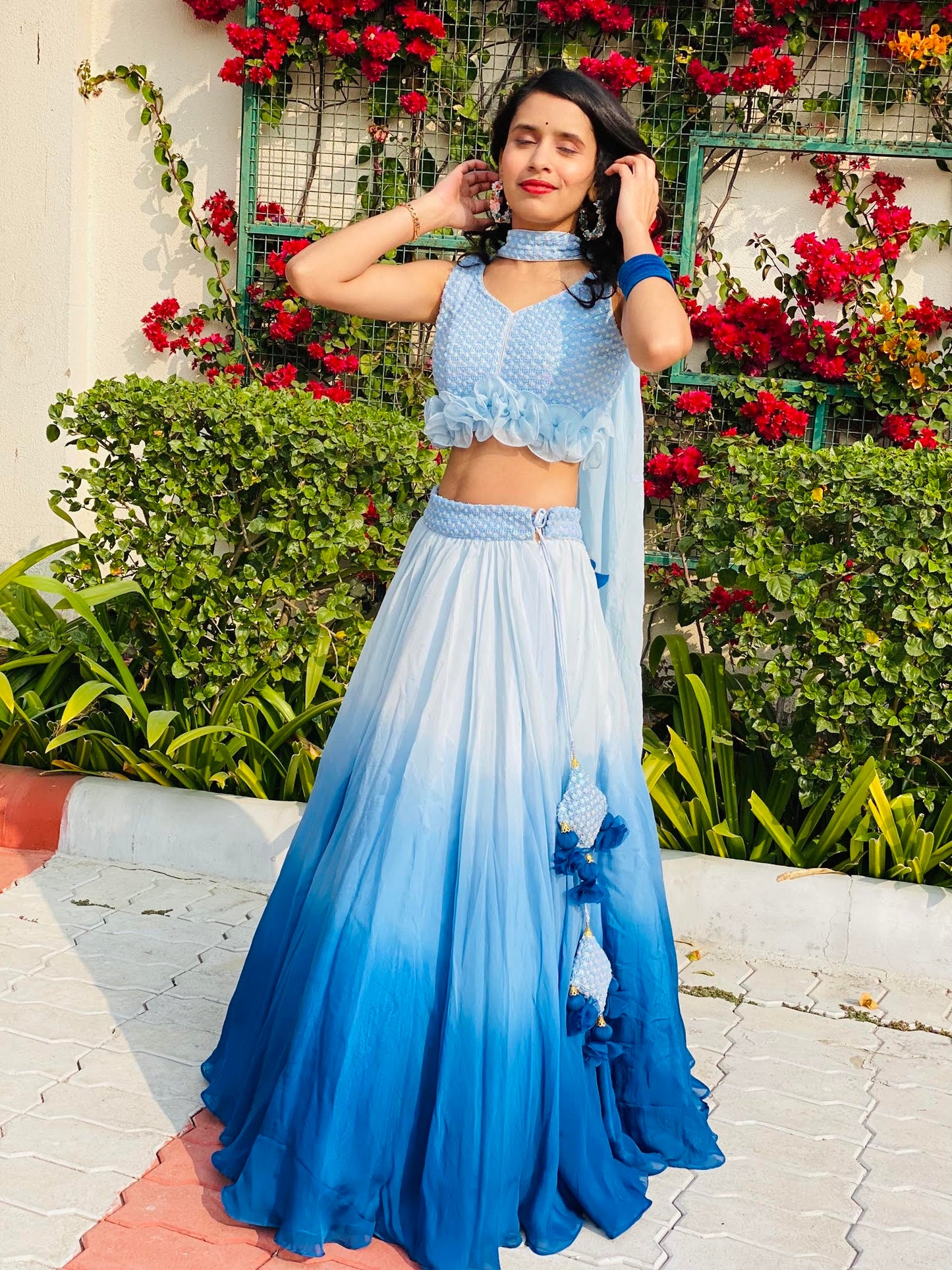 Blue Ombre Lehanga Set