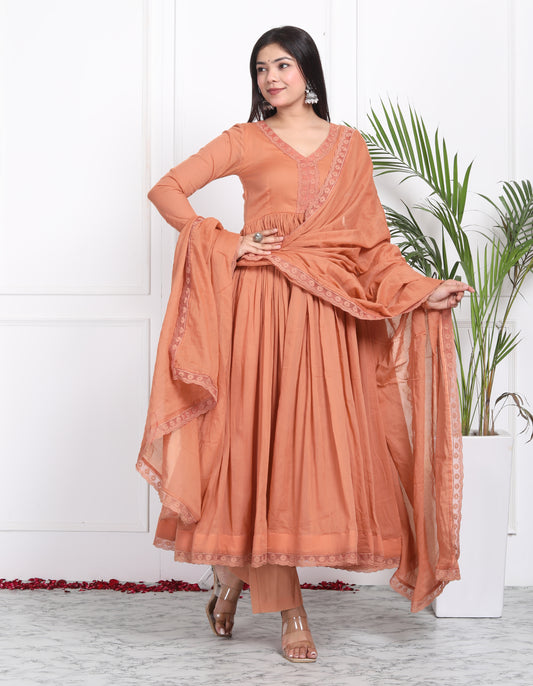 Salmon Mul Cotton Anarkali