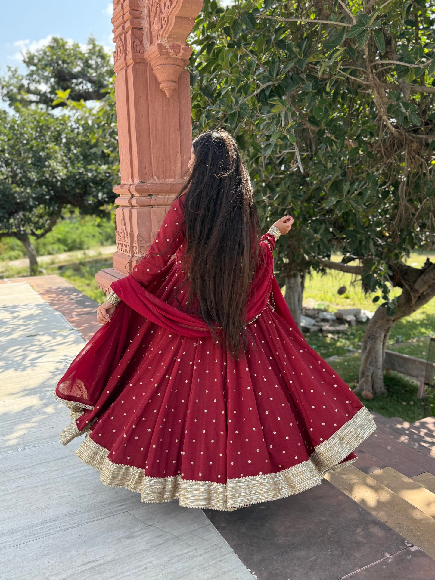 Mahroon Buti Anarkali