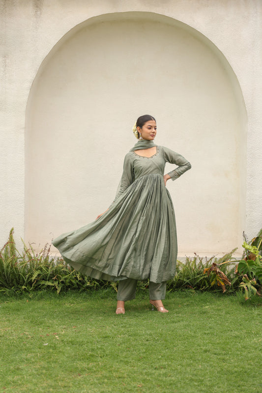 Gray Handwork Anarkali