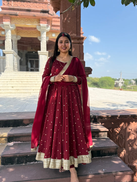 Mahroon Buti Anarkali