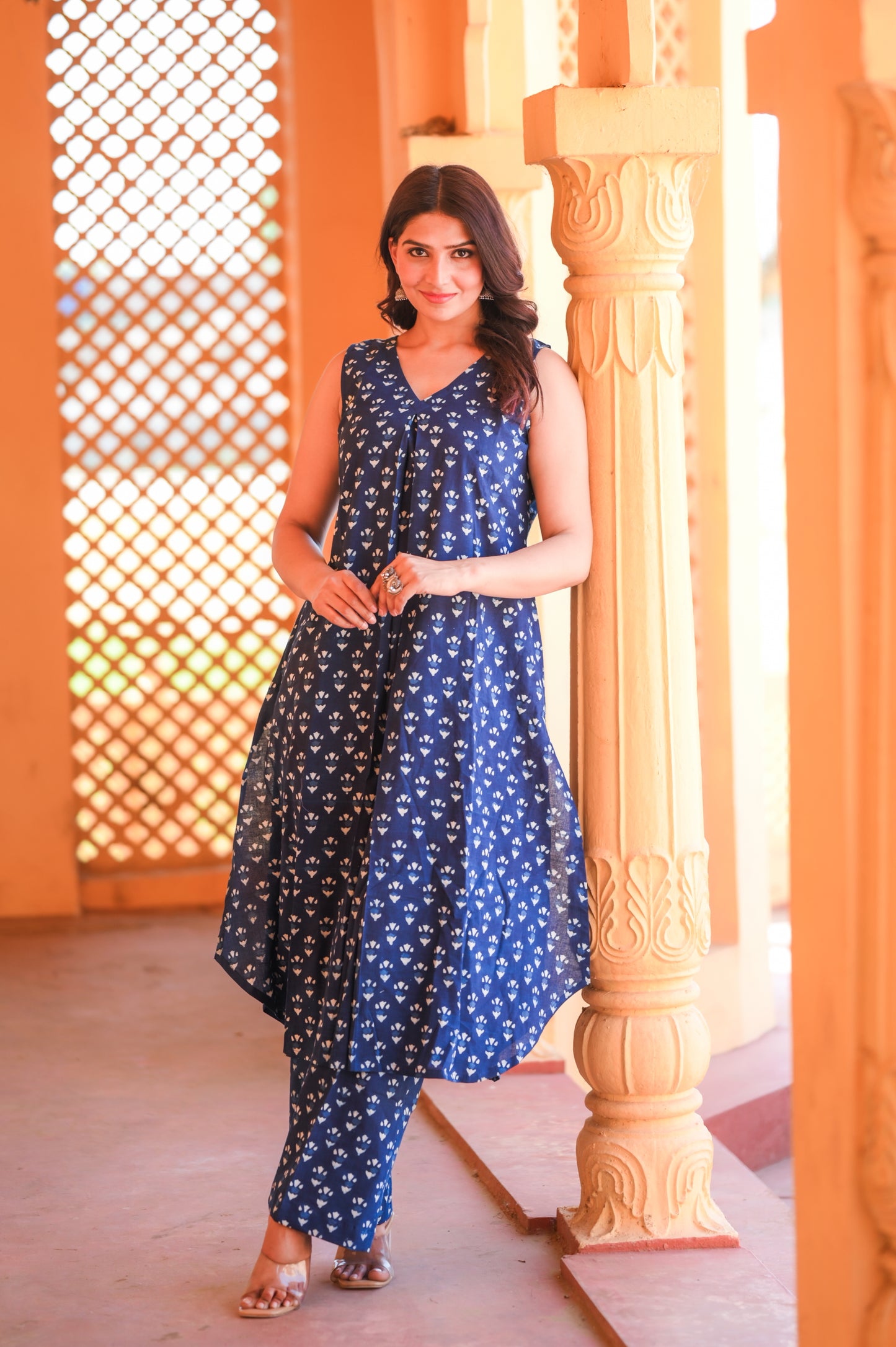 Indigo Hand Block Buti Printed Co-Ord Set