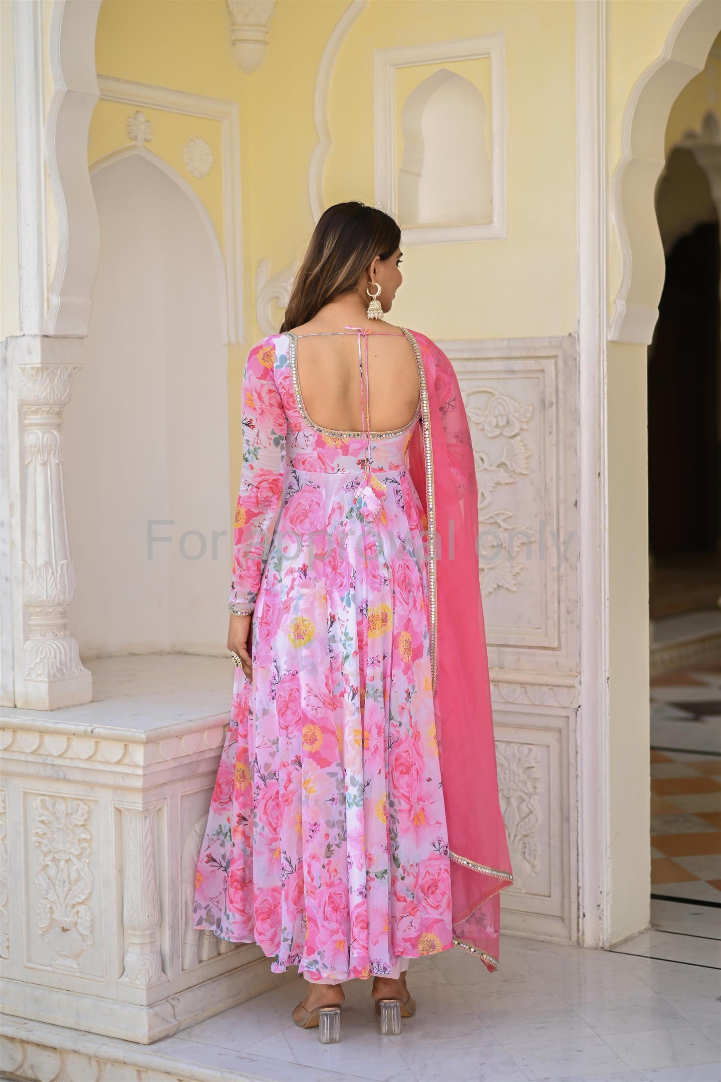 Rosy Pink Printed Anarkali