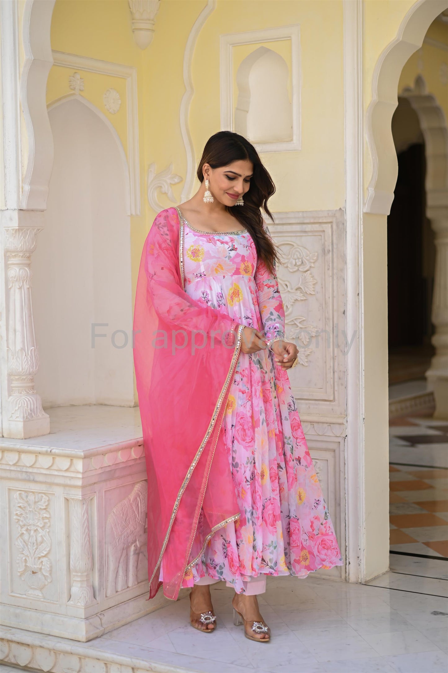 Rosy Pink Printed Anarkali