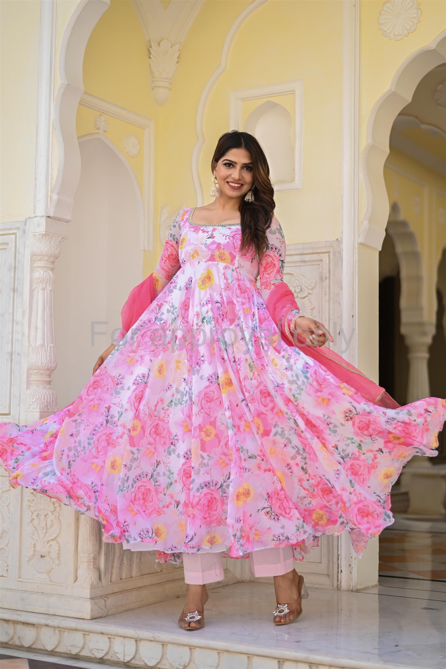 Rosy Pink Printed Anarkali