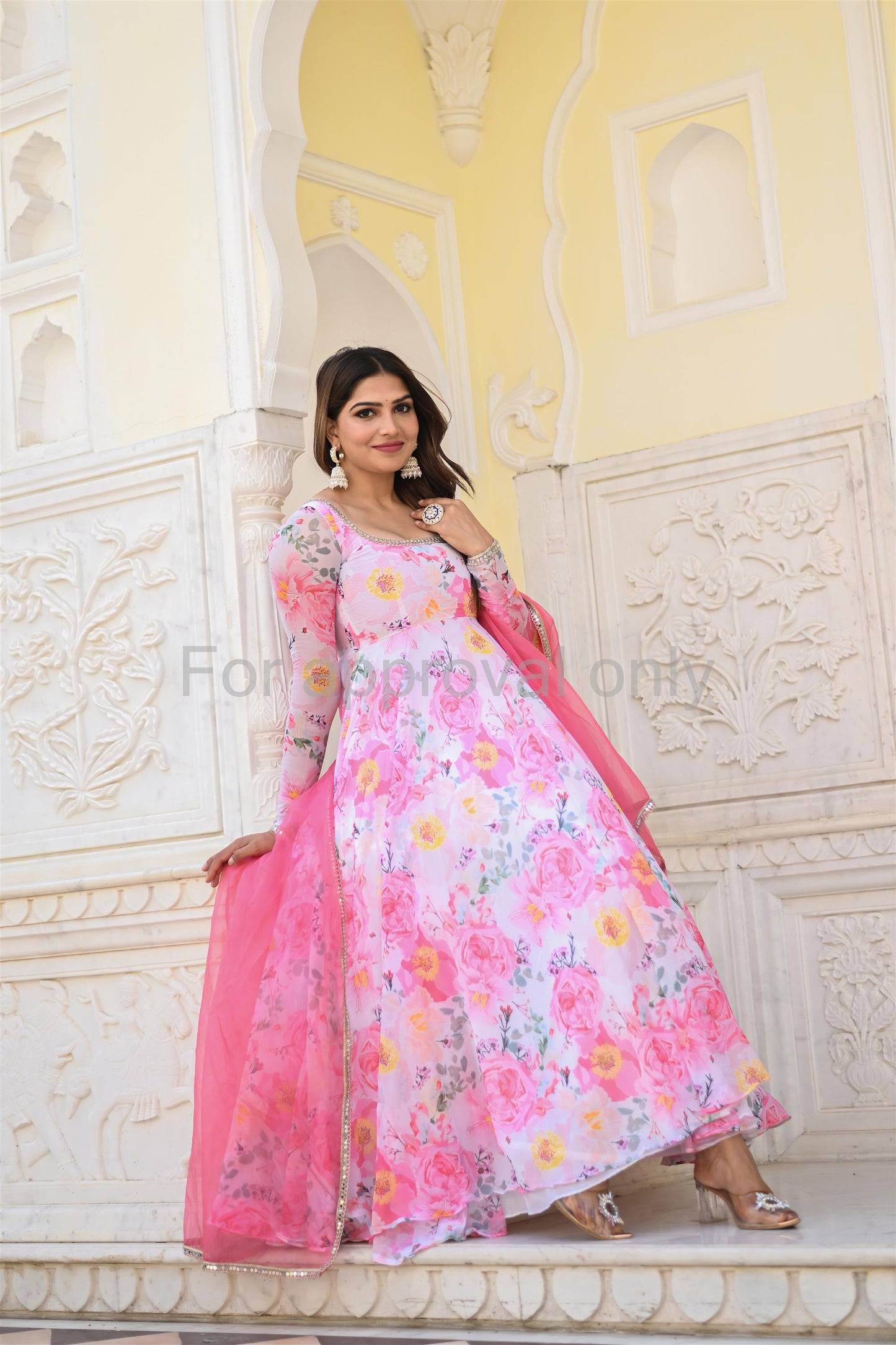 Rosy Pink Printed Anarkali