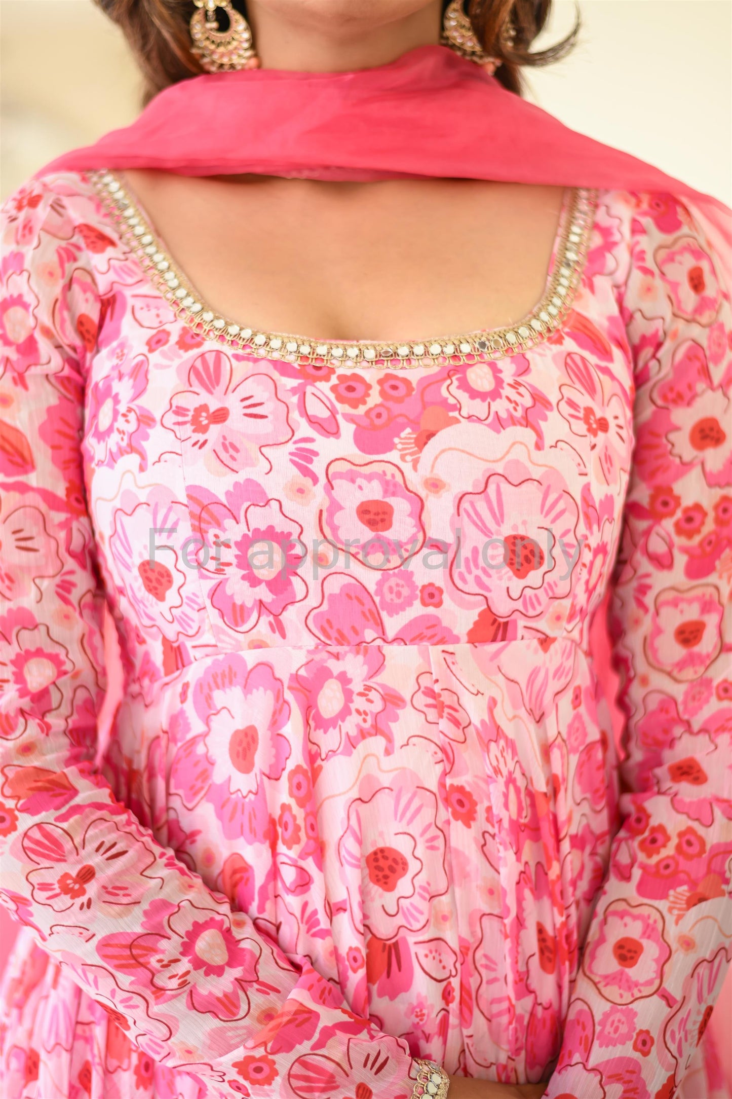 Baby Pink Printed Anarkali