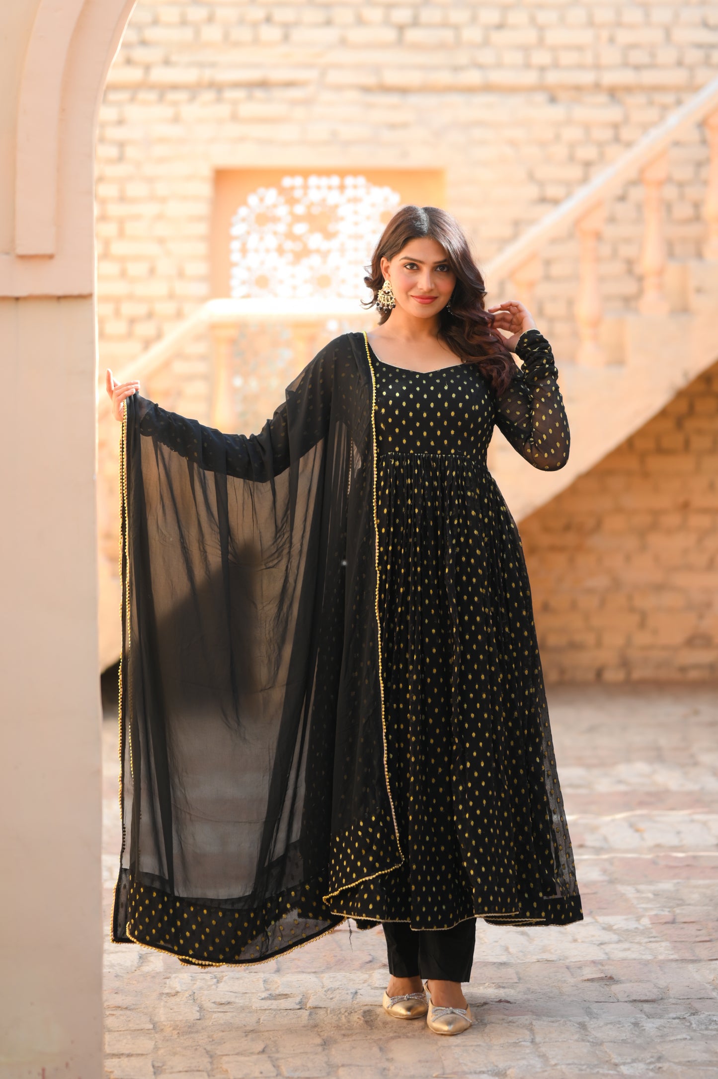 Black Butti Anarkali