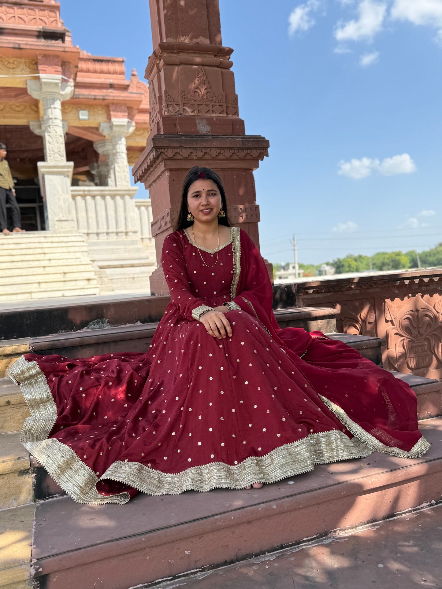 Mahroon Buti Anarkali