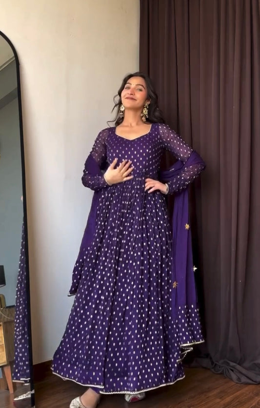 Purple Buti Anarkali