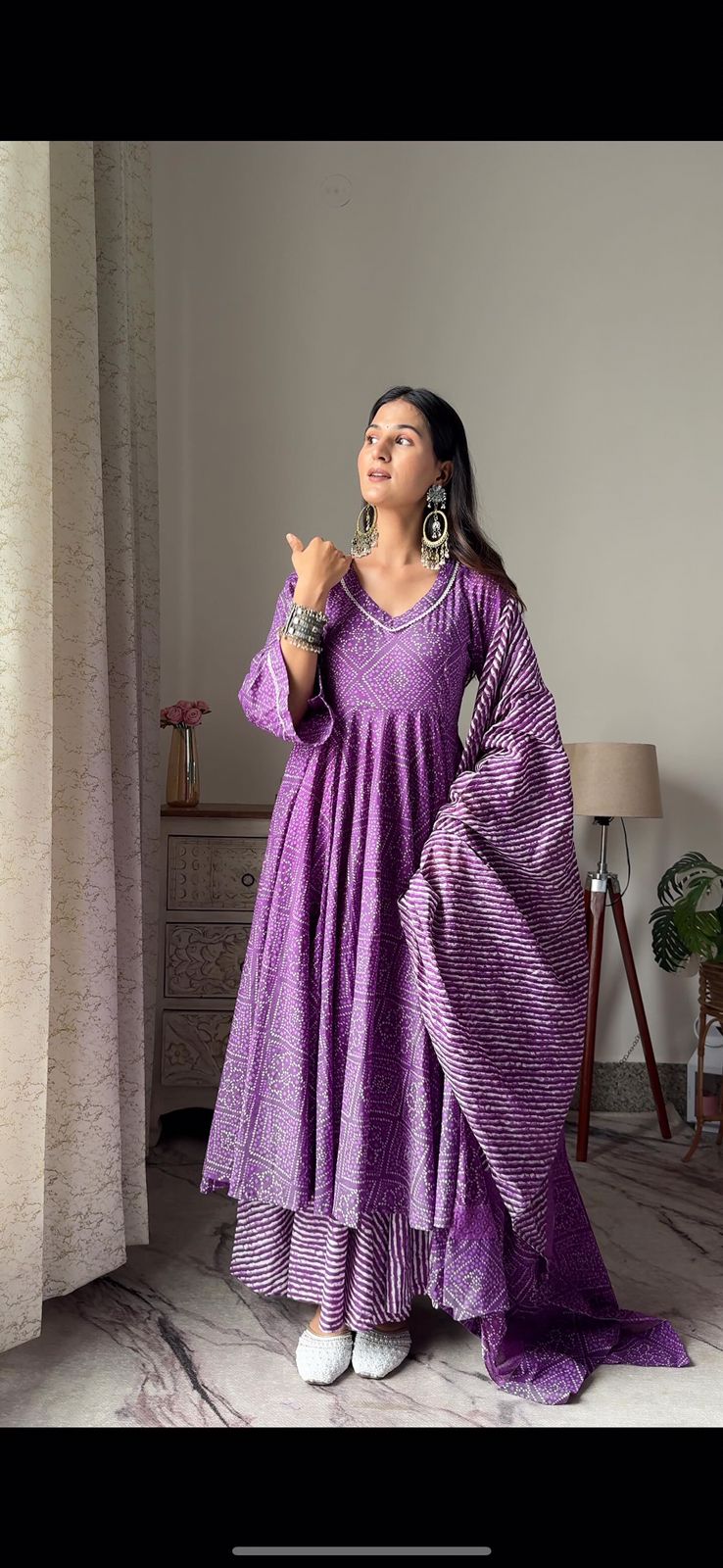 Purple Bandhani Anarkali