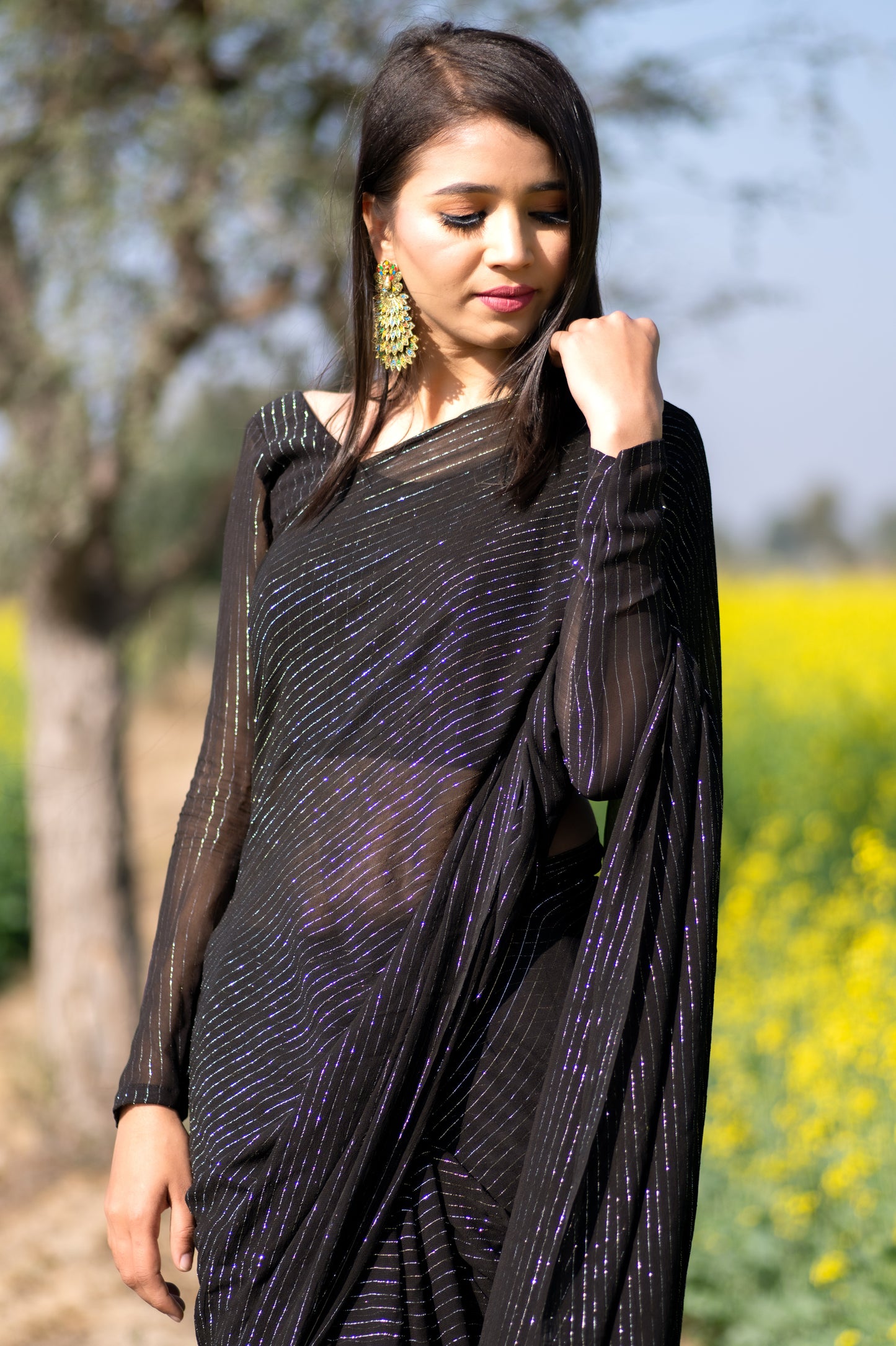 Black Lurex Saree