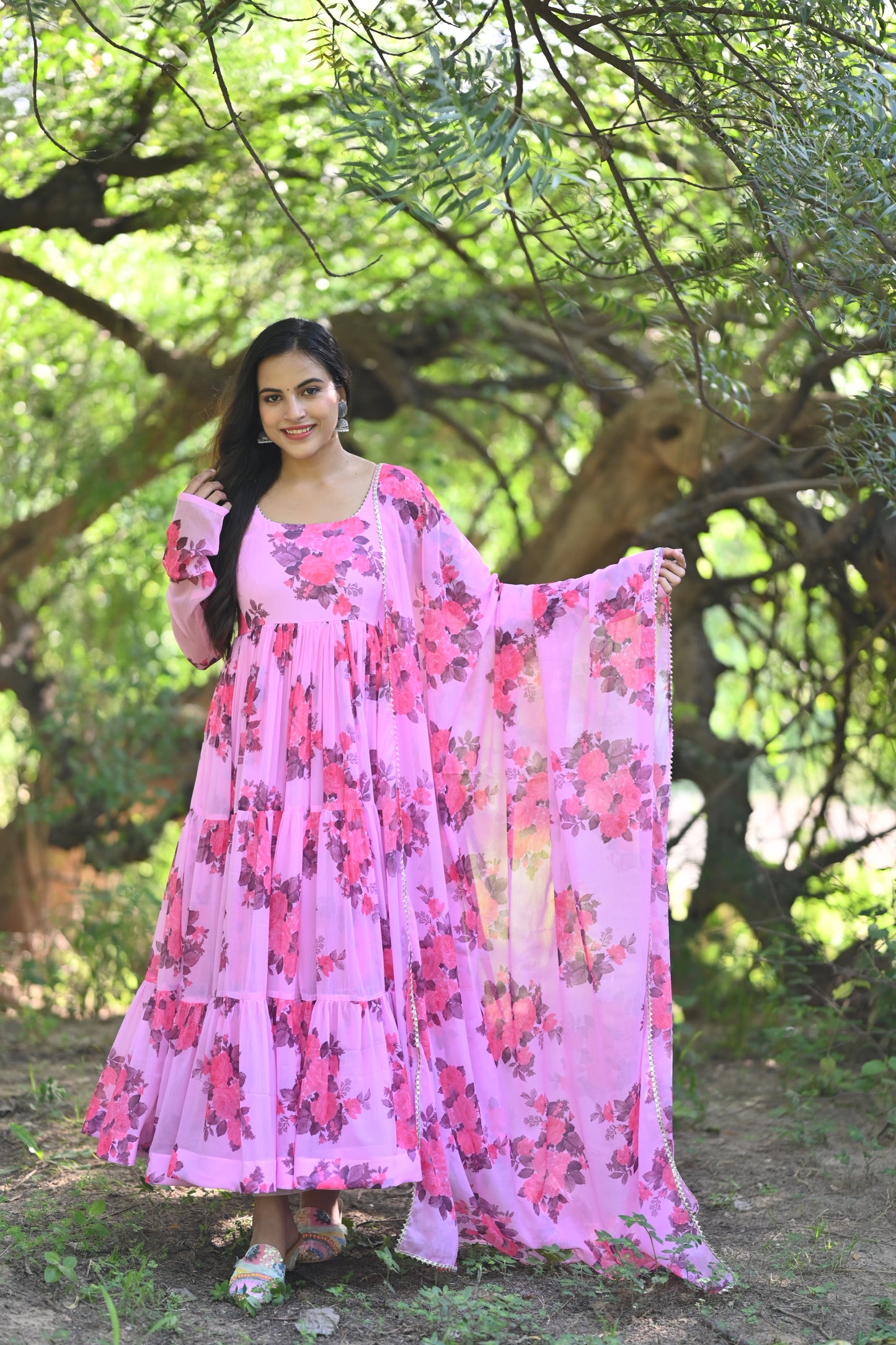 Pink Gulmohar Anarkali