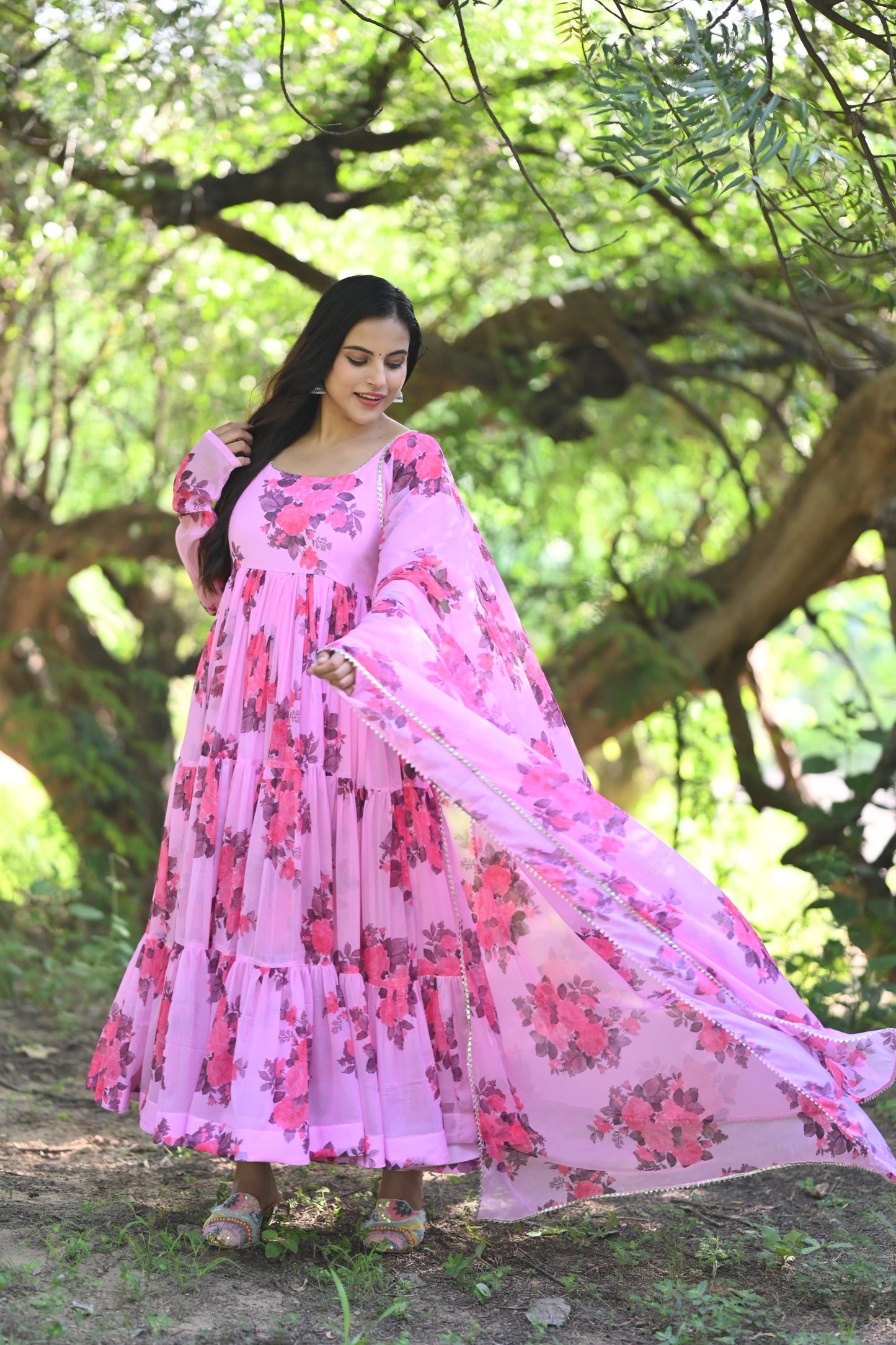 Pink Gulmohar Anarkali