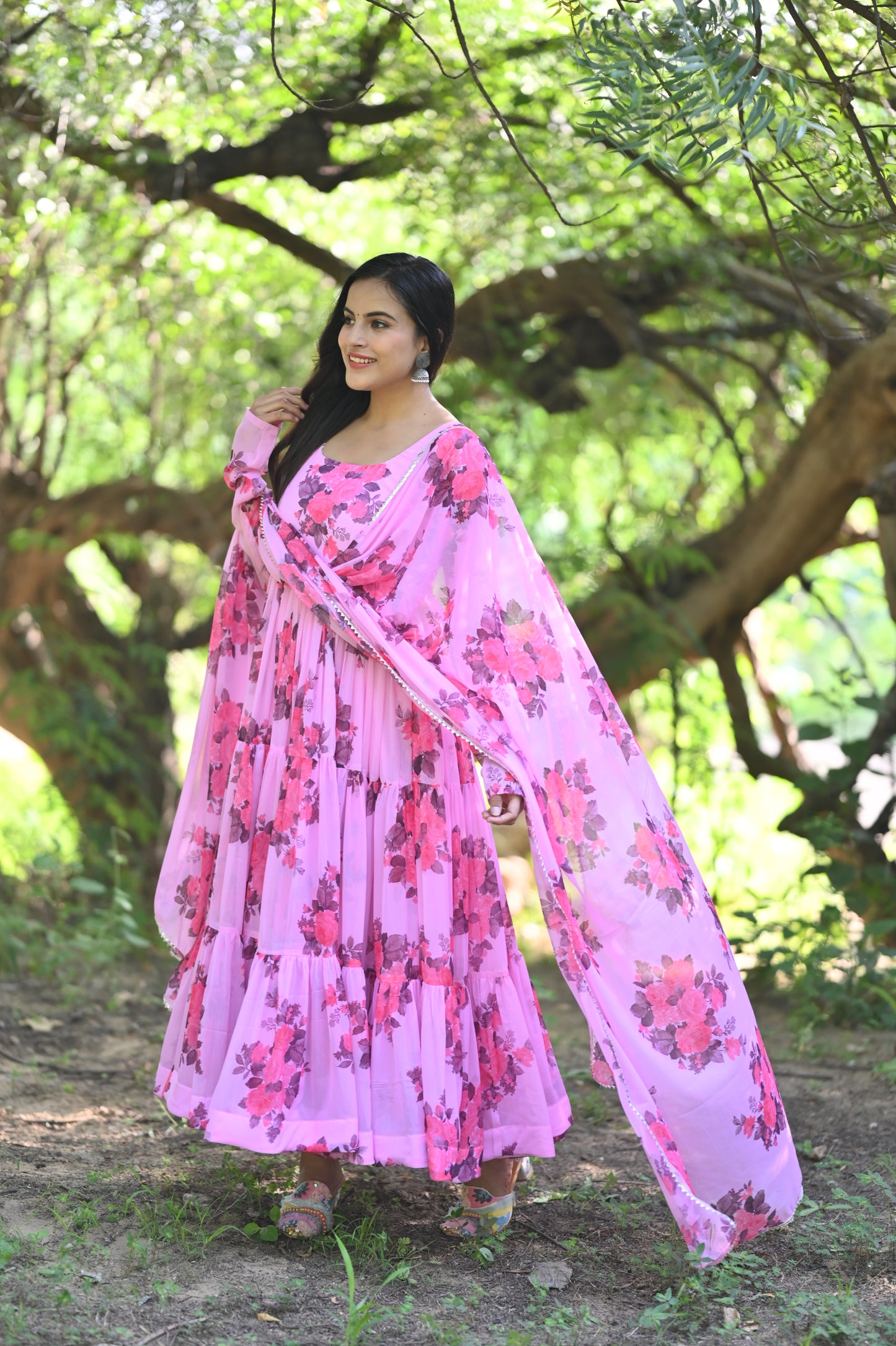 Pink Gulmohar Anarkali