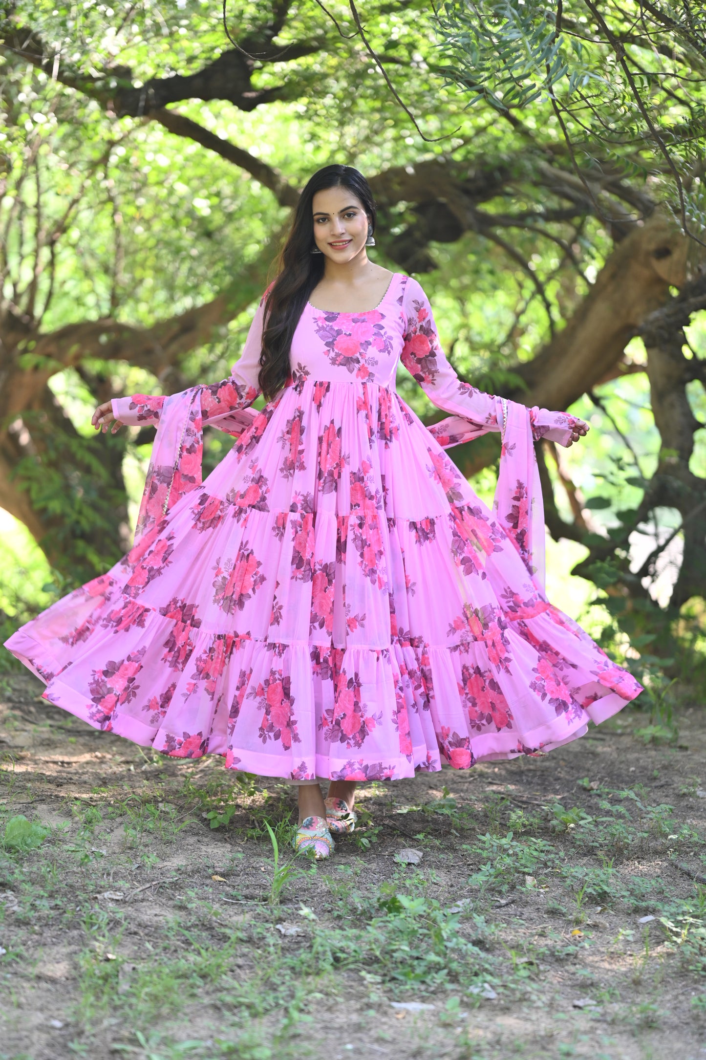 Pink Gulmohar Anarkali