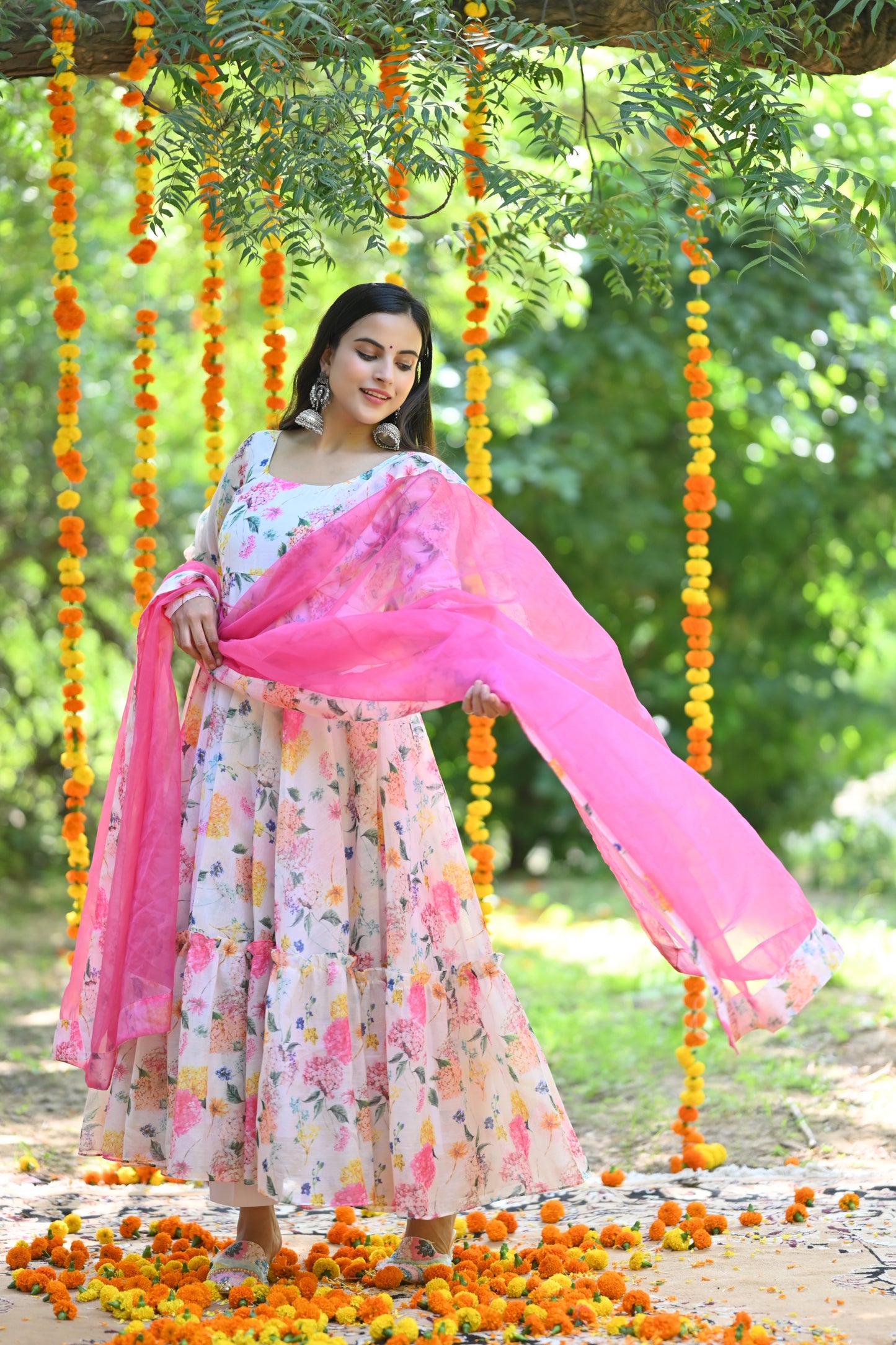 Pink Flora Anarkali