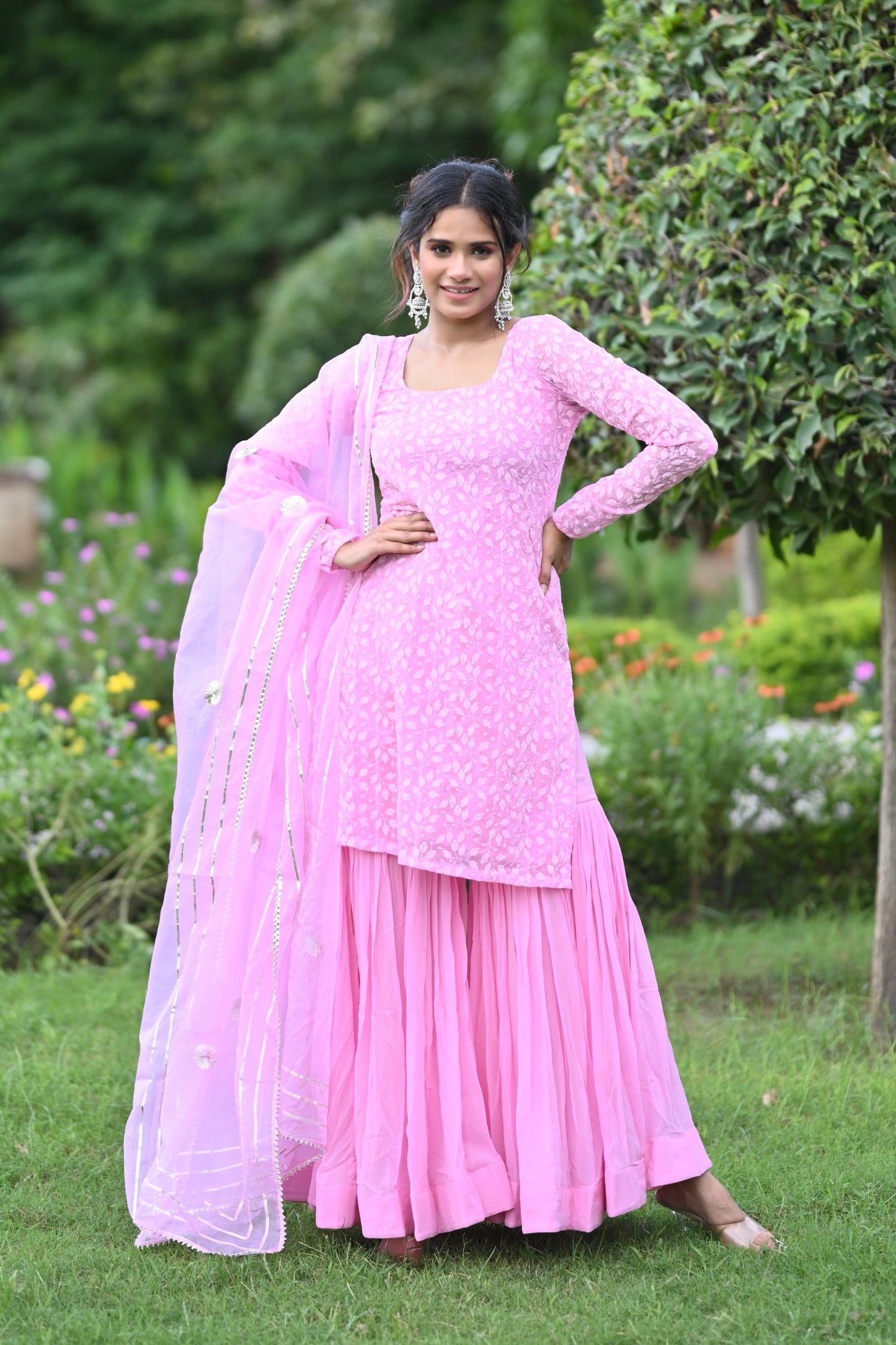 Pink Jasmine Sharara Set