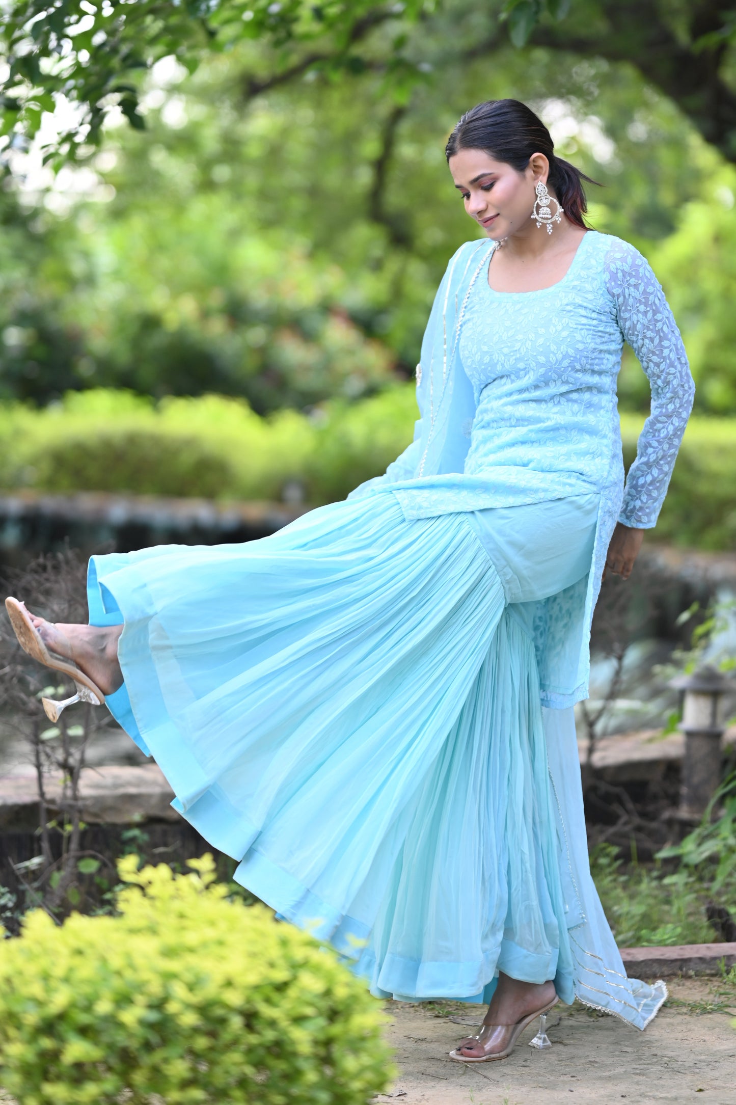 Powder Blue Sharara set