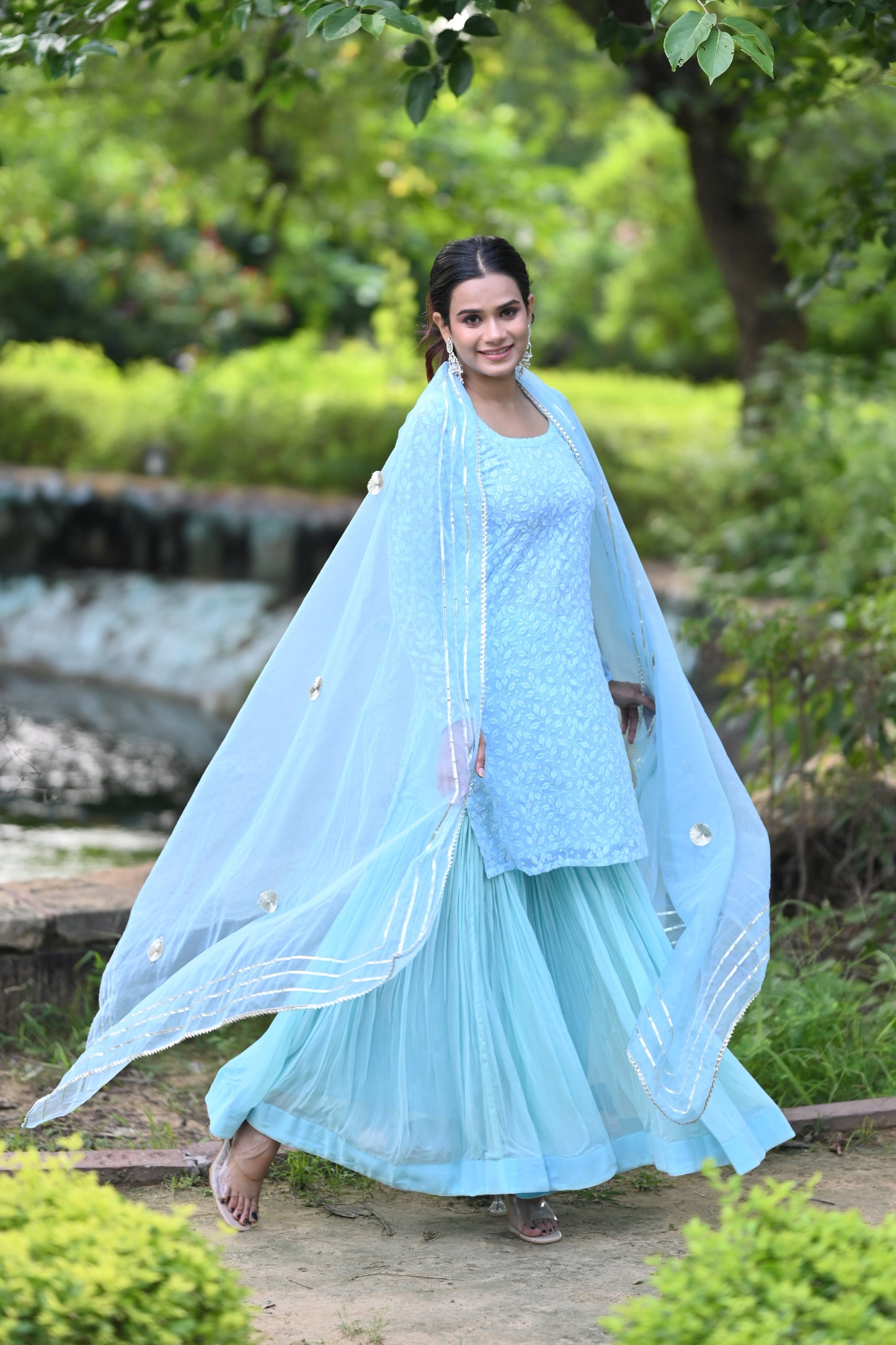 Powder Blue Sharara set