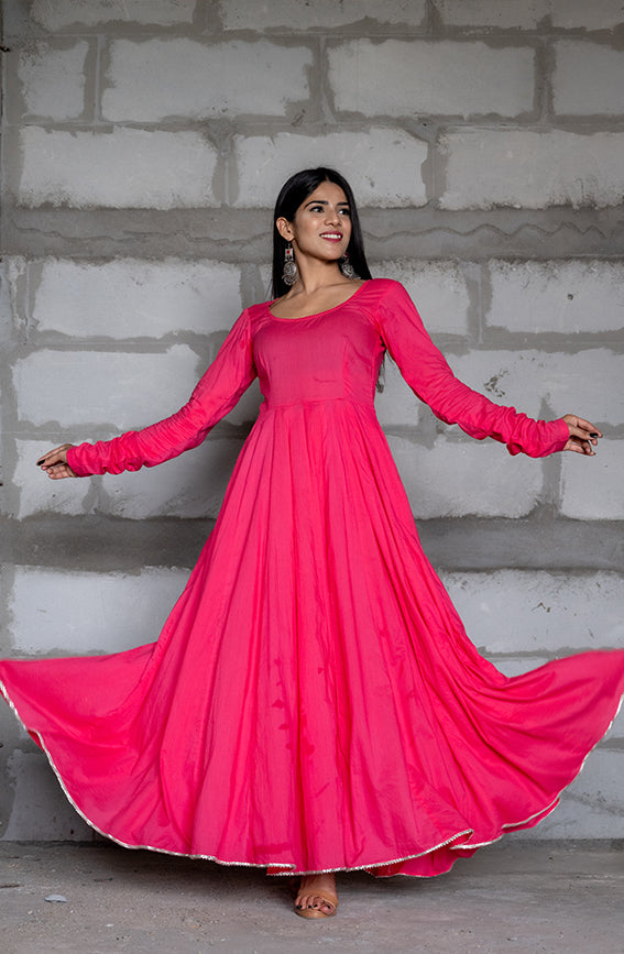 Pink Flaired Anarkali Ethnic Gown Readymade Dress With Mirror Work Chiffon  Dupatta Indian Womens Party Wedding Salwar Kameez Plus Size - Etsy