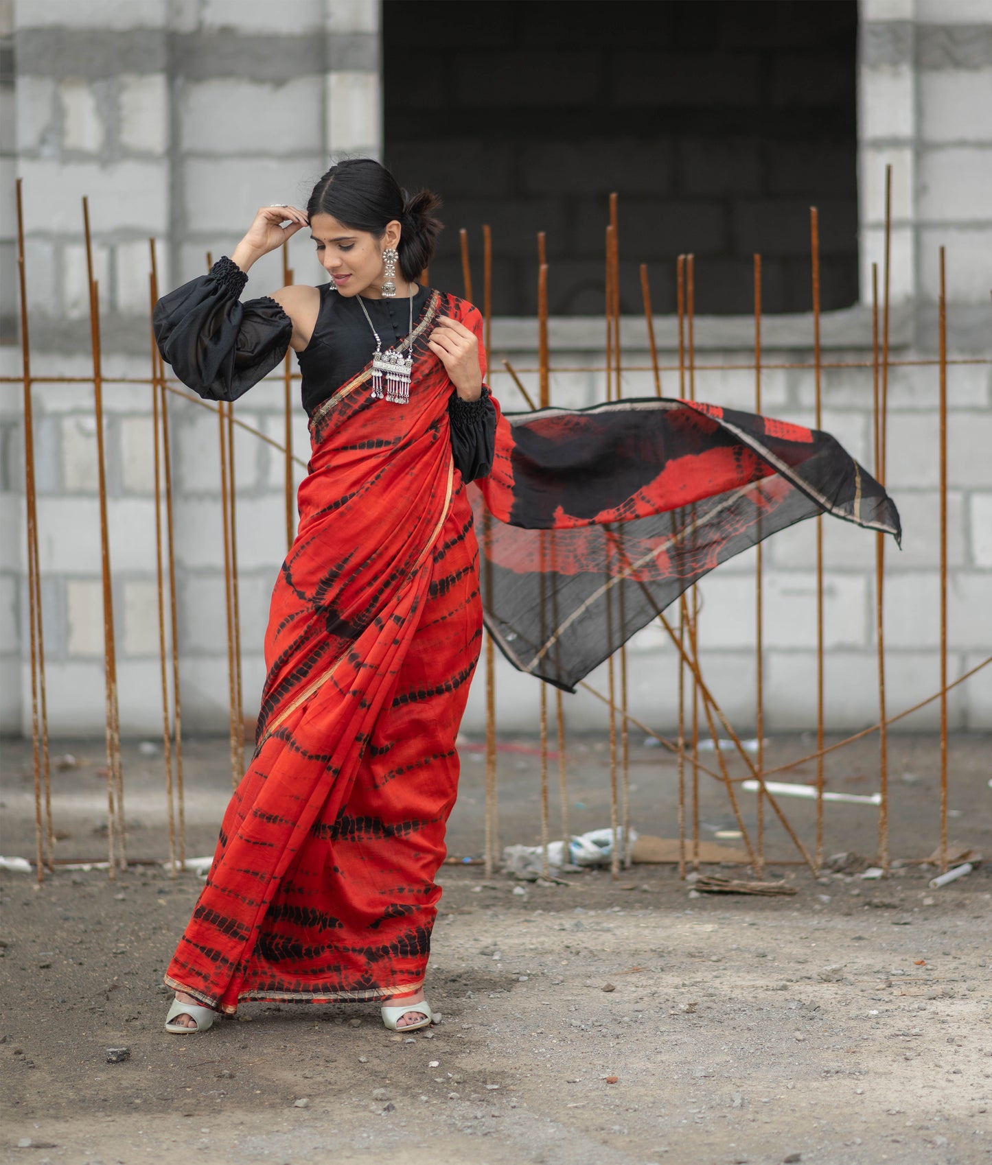 Red Chanderi Saree