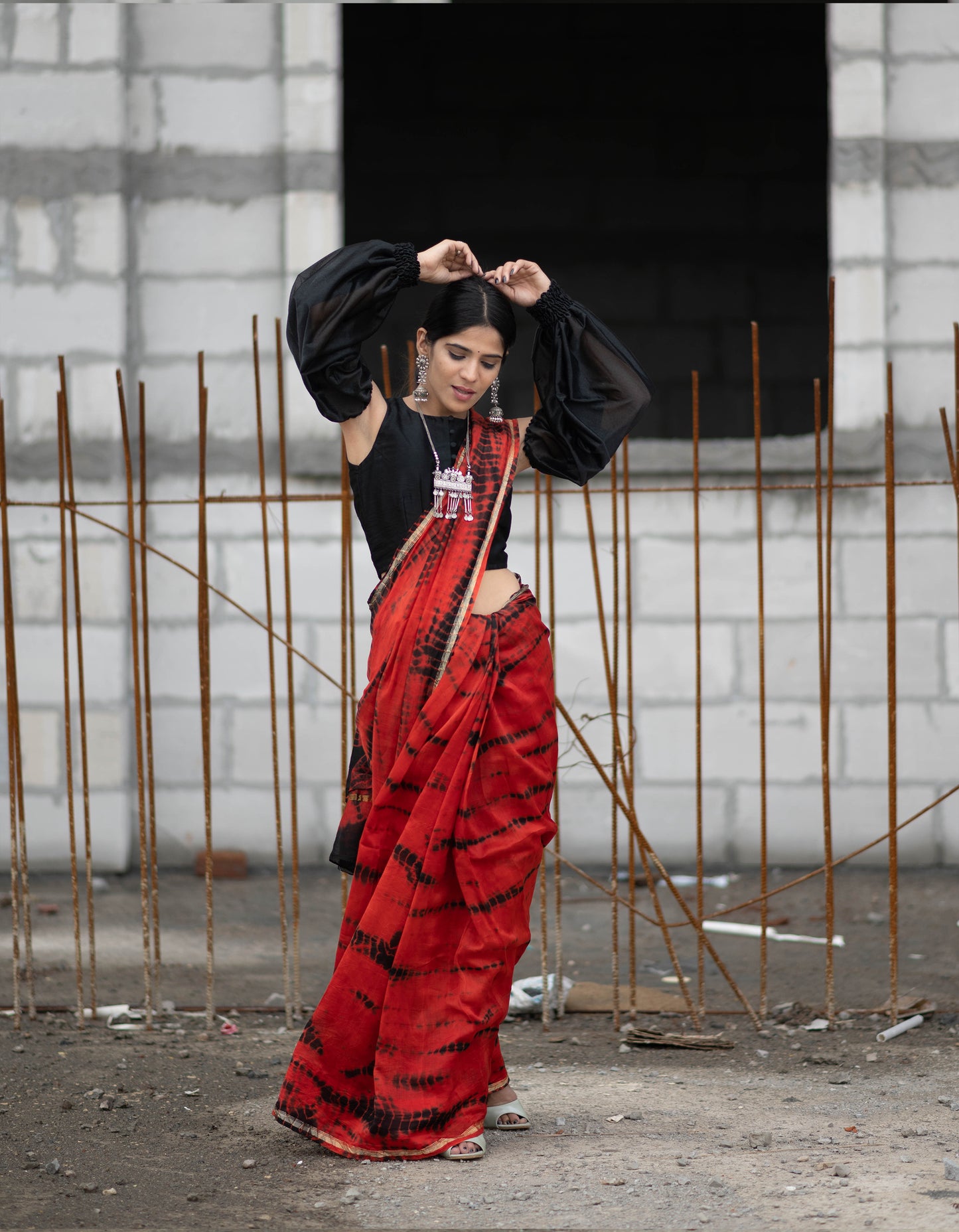 Red Chanderi Saree