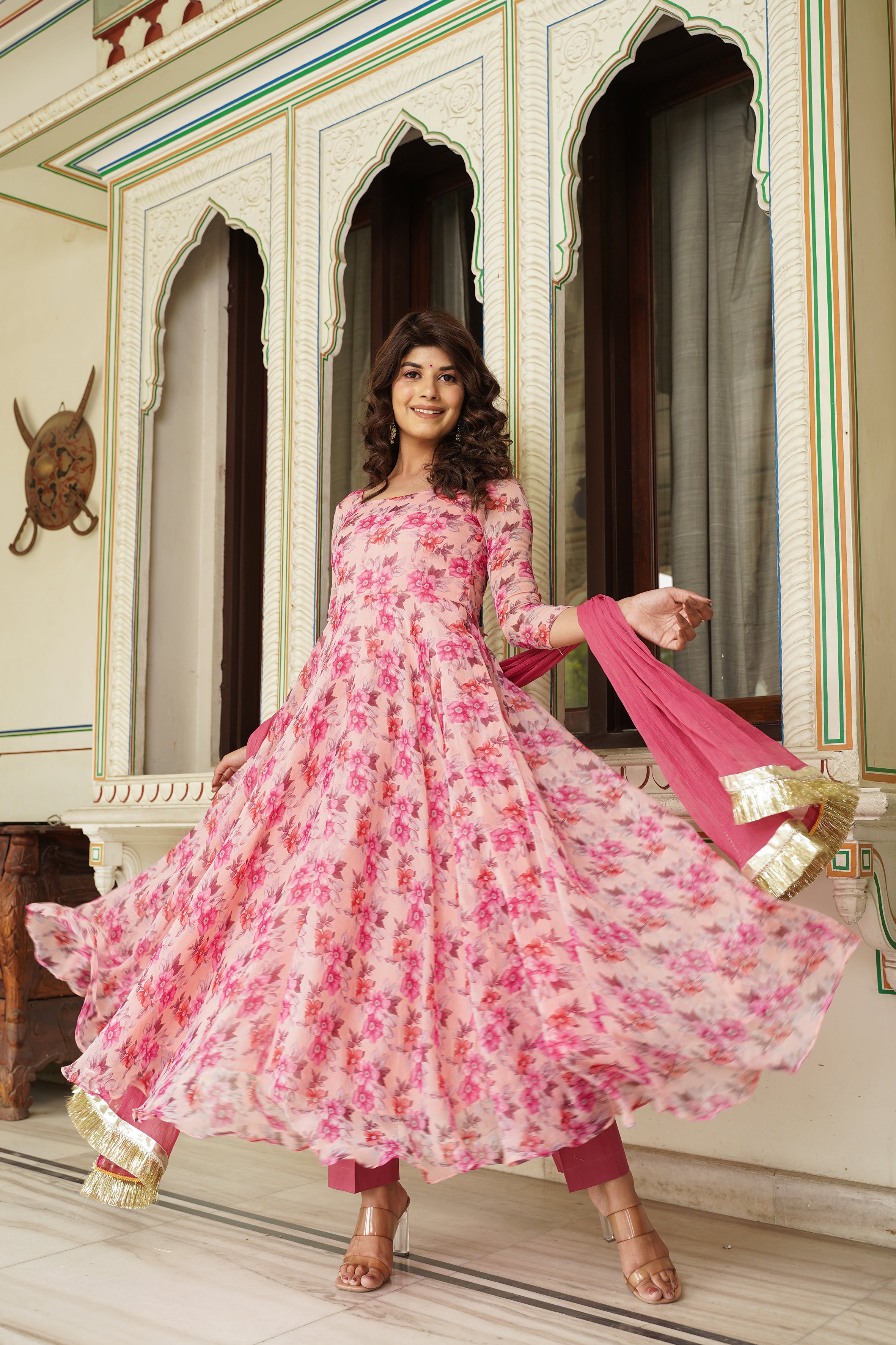 Chiffon clearance anarkali dress