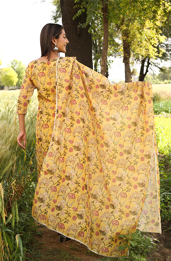 Mustard Floral Suit Set