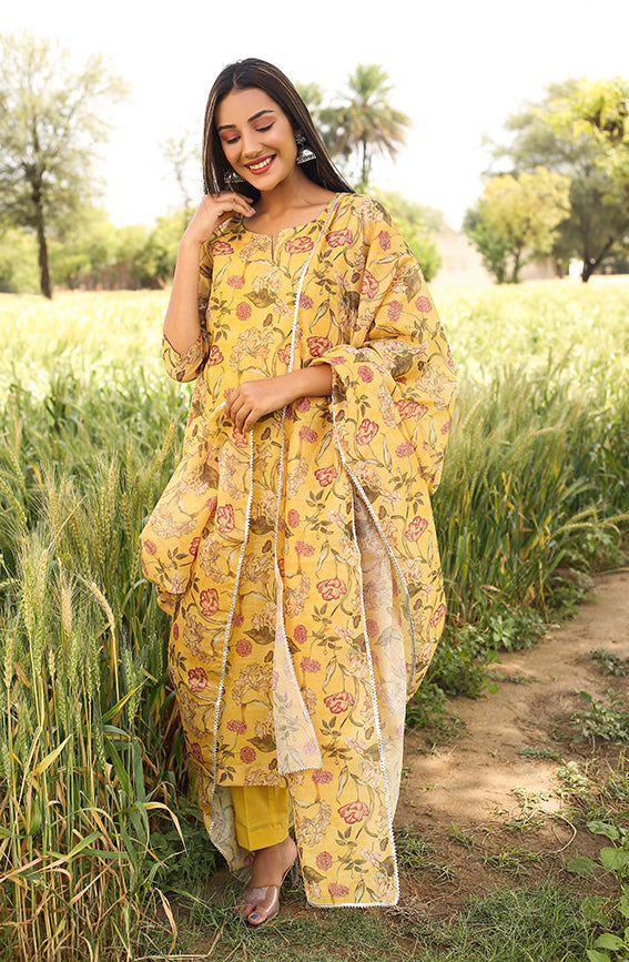 Mustard Floral Suit Set